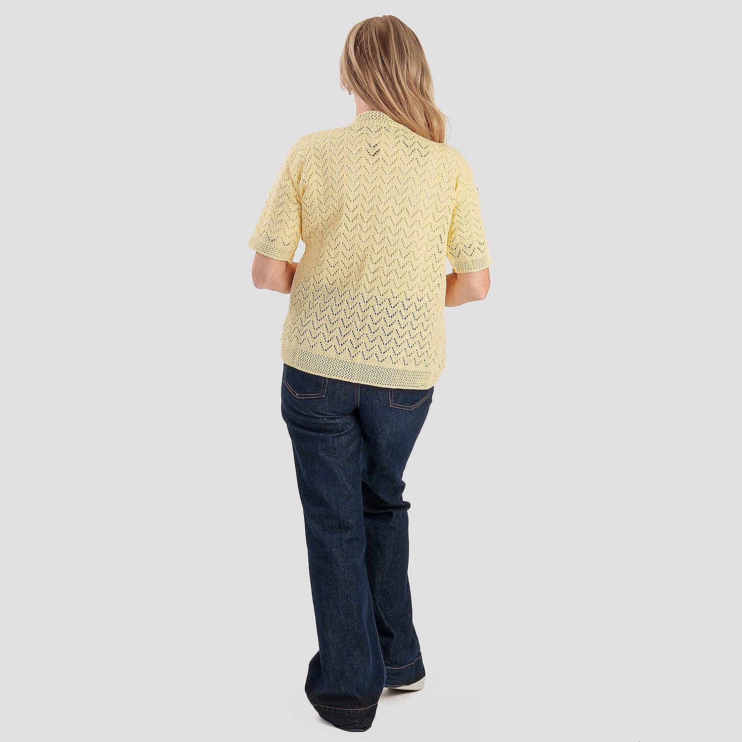 Sugar Crisp Acrylic Cardigan (Size - Large) - Lemon