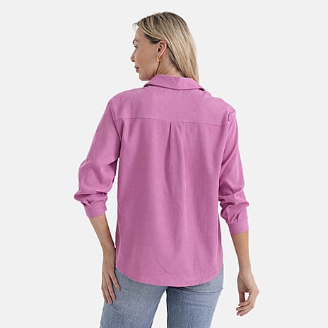 - Maisi Solid Color Relax-Fit Shirt (Size M) - Pink
