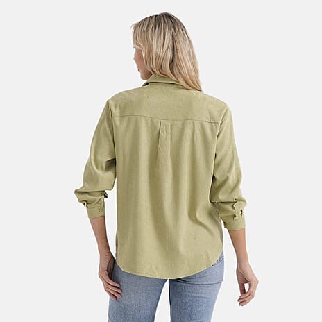 - Maisi Solid Color Relax-Fit Shirt (Size XL) - Sage Green
