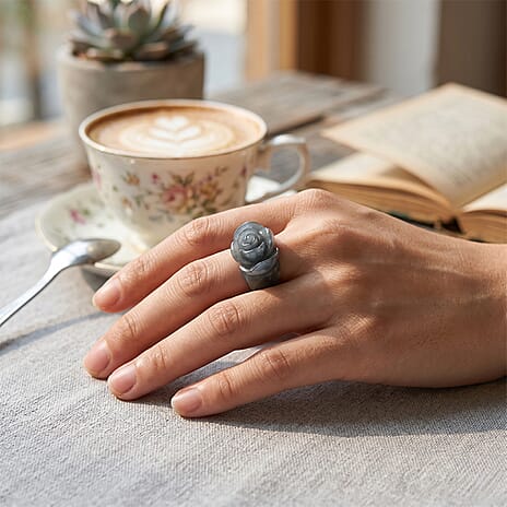 Natural Jade Flower Ring 90.00 Ct.