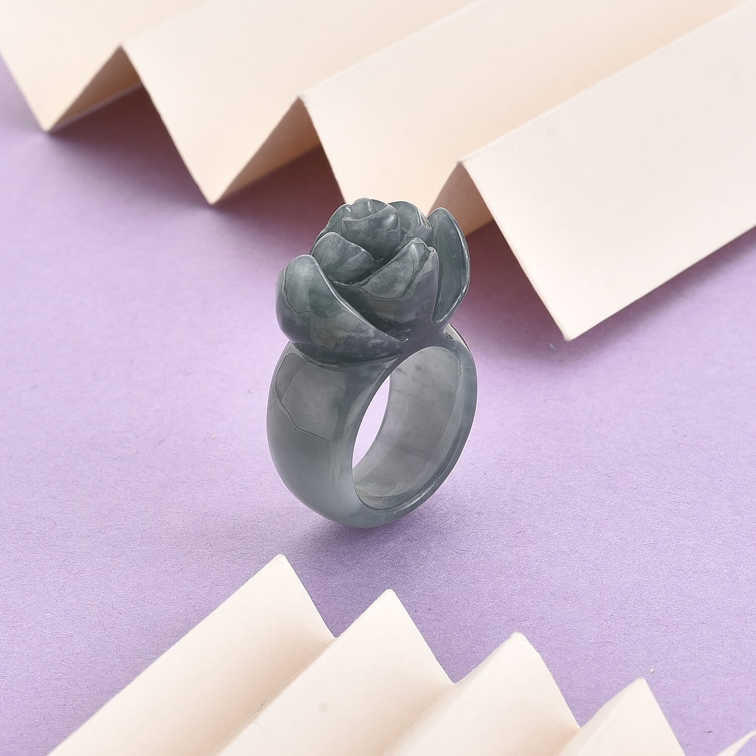 Natural Jade Flower Ring 90.00 Ct.