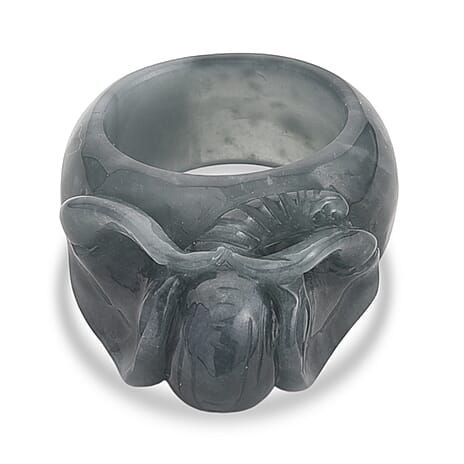 Natural Jade Carved Elephant Ring 85.00 Ct.