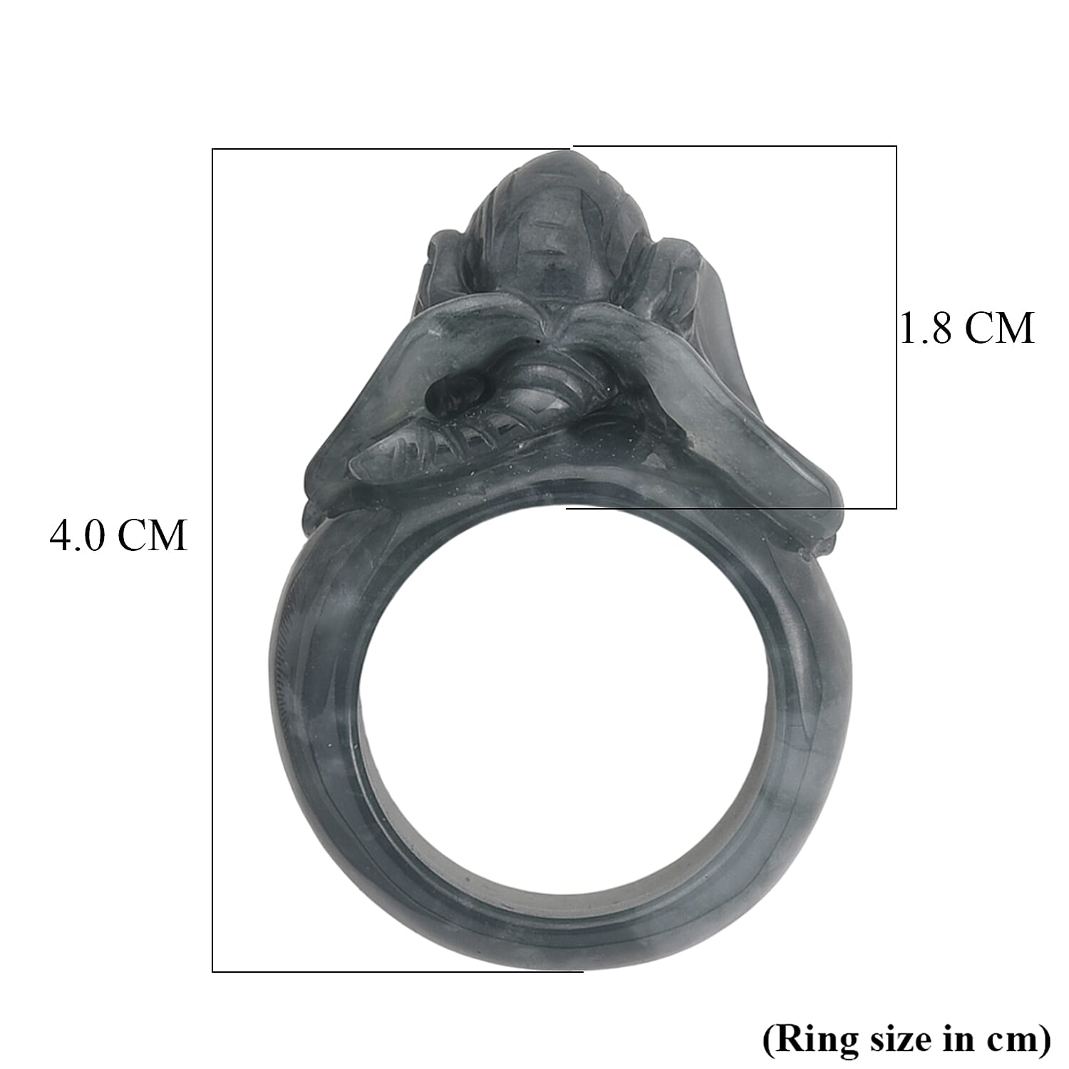 Natural Jade Carved Elephant Ring 85.00 Ct.