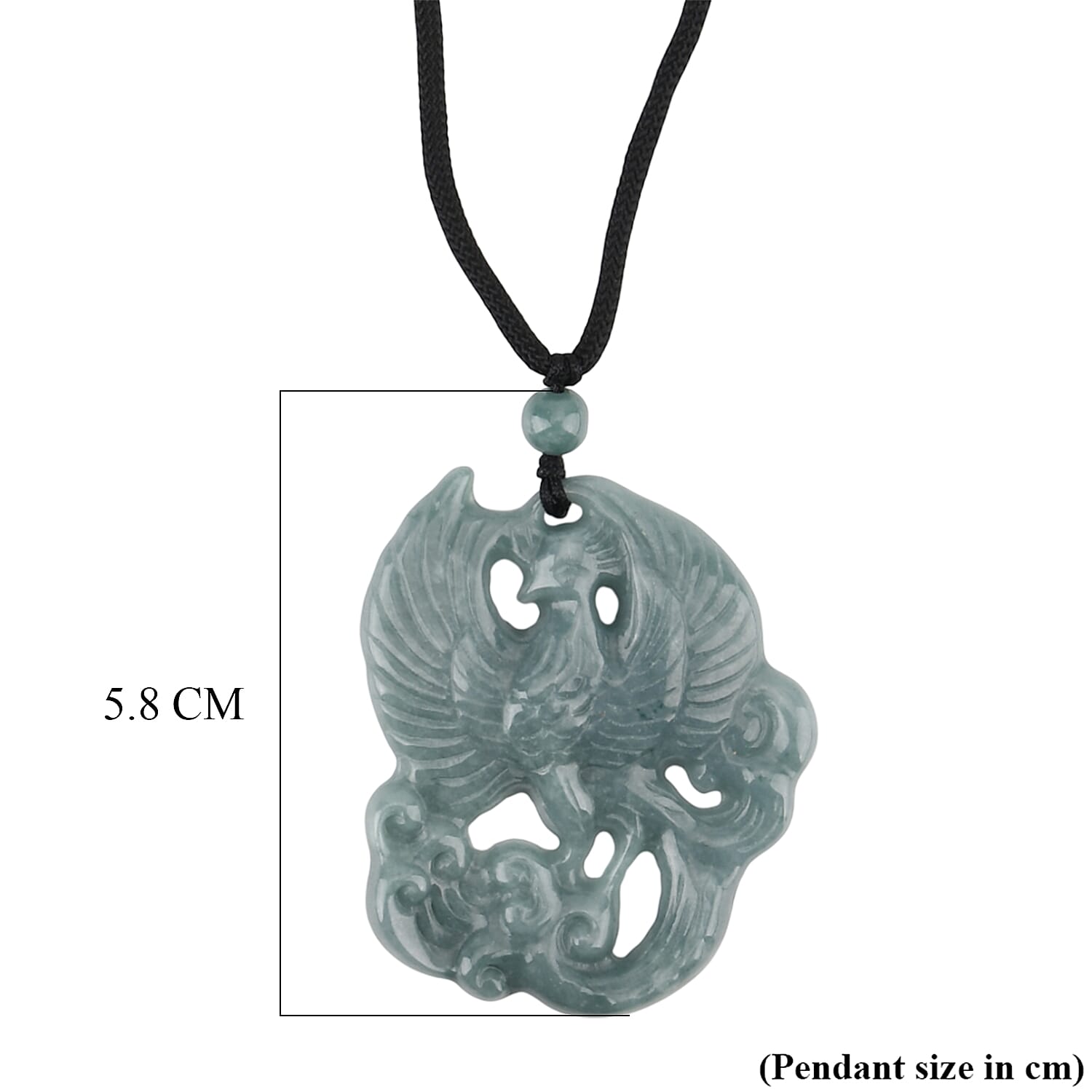 Natural White Jade Adjustable Carved Eagle Necklace with Cotton Thread (Size - 28) 85.00 Ct.