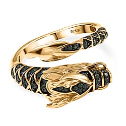 GP Kanchanaburi Blue Sapphire Black Diamond and Green Diamond Snake Ring