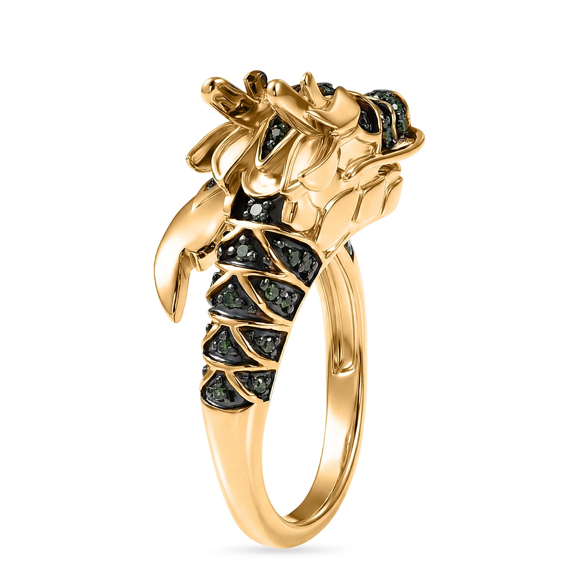 GP Kanchanaburi Blue Sapphire Black Diamond and Green Diamond Snake Ring