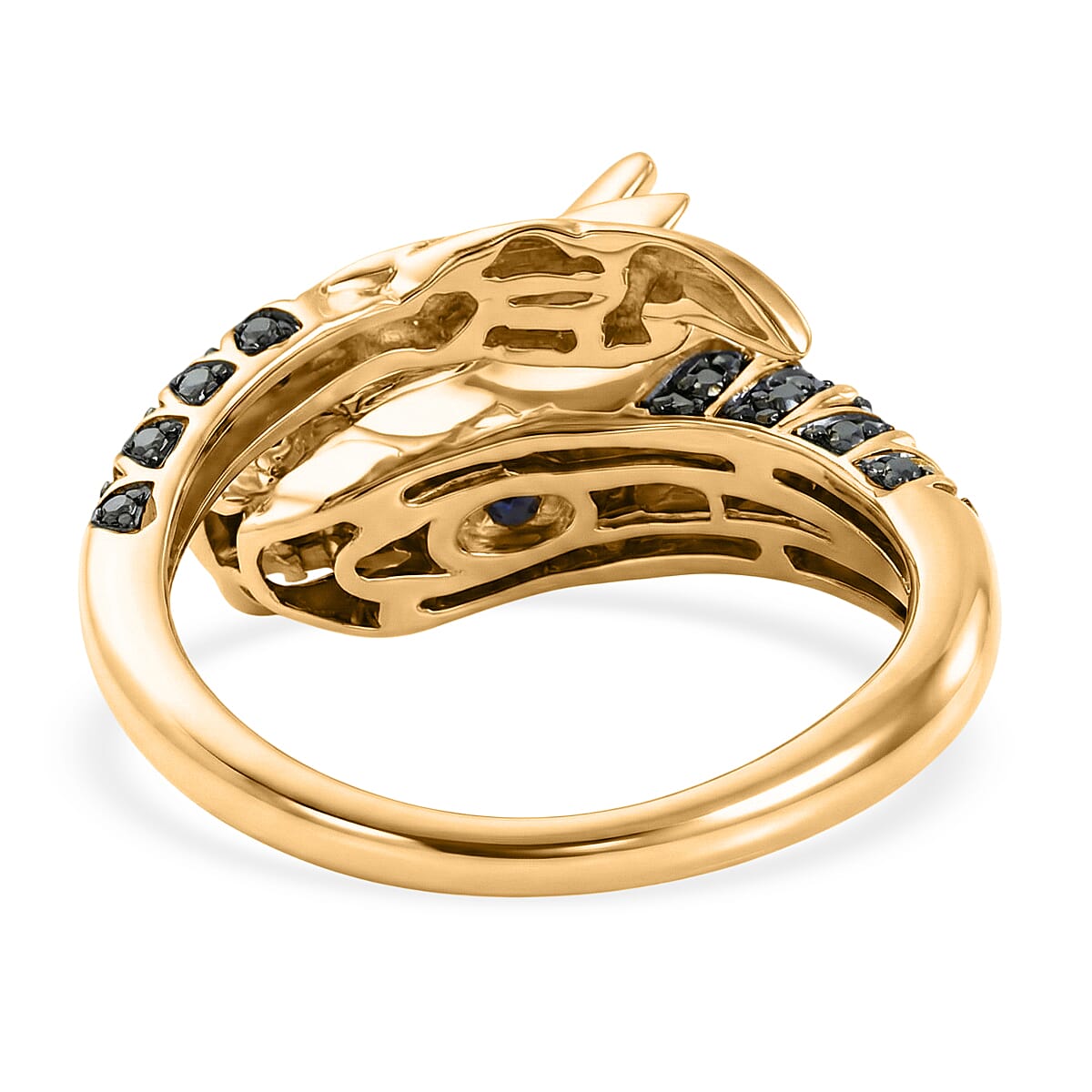 GP Kanchanaburi Blue Sapphire Black Diamond and Green Diamond Snake Ring