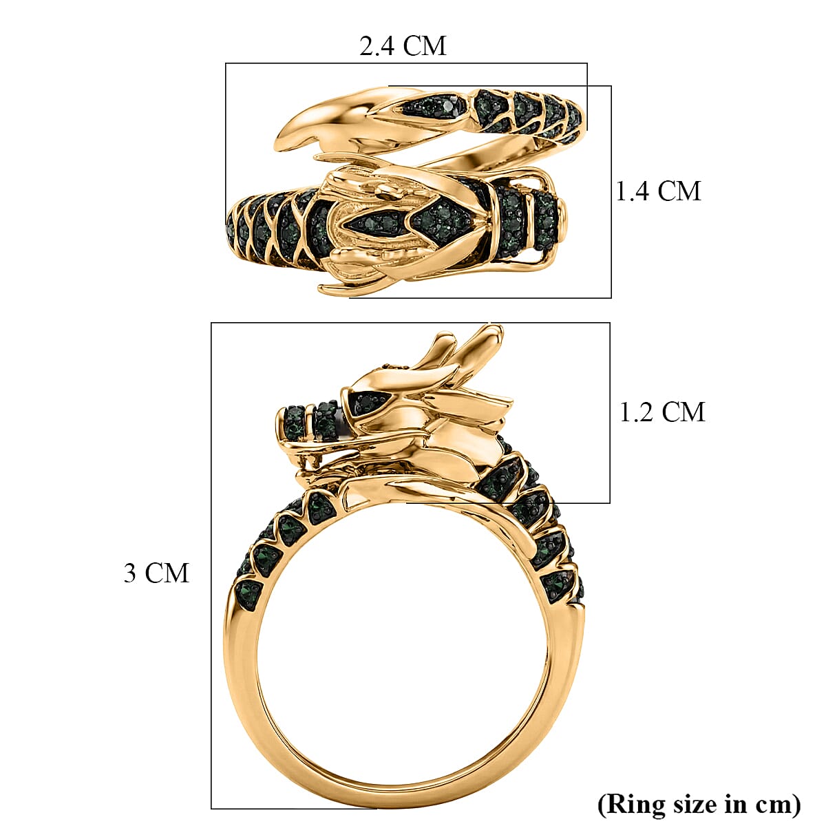 GP Kanchanaburi Blue Sapphire Black Diamond and Green Diamond Snake Ring