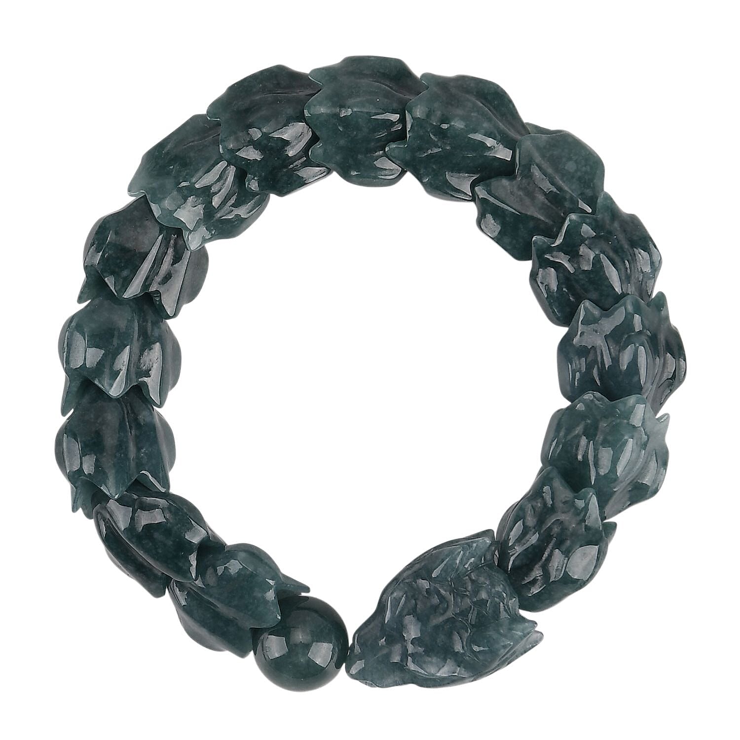Natural Jade Stretchable Dragon Bracelet (Size - 7.25) 300 Ct.