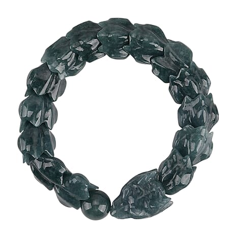 Natural Jade Stretchable Dragon Bracelet (Size - 7.25) 300 Ct.