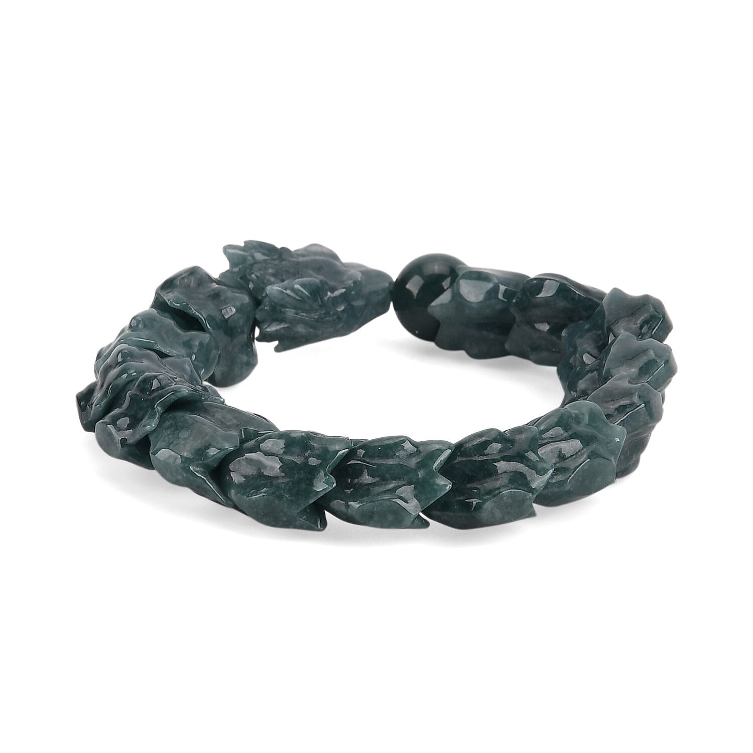 Natural Jade Stretchable Dragon Bracelet (Size - 7.25) 300 Ct.