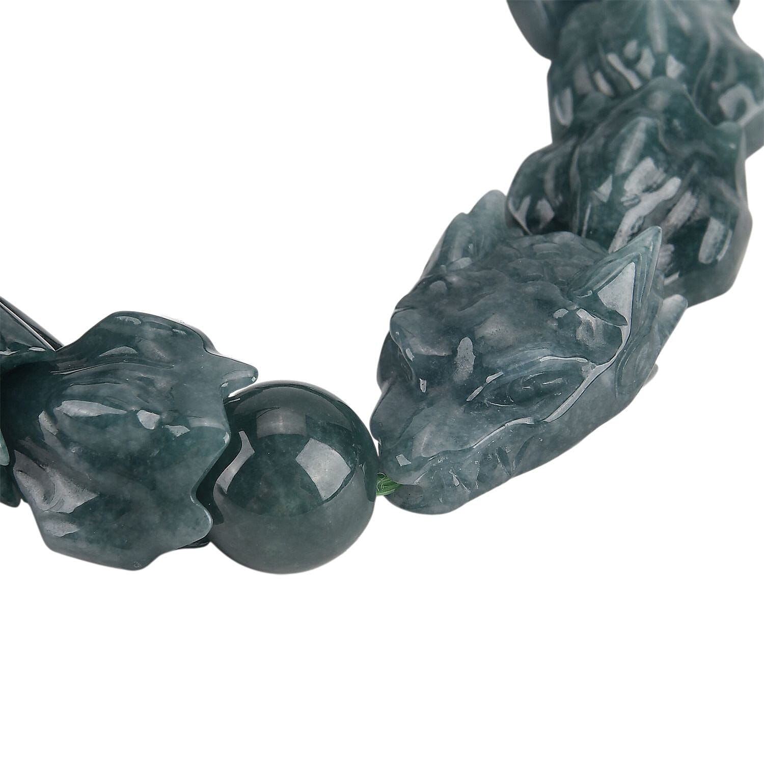 Natural Jade Stretchable Dragon Bracelet (Size - 7.25) 300 Ct.