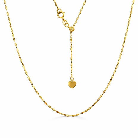 Maestro Collection- 9K Yellow Gold Necklace (Size - 24 Adjustable) with Spring Ring Clasp
