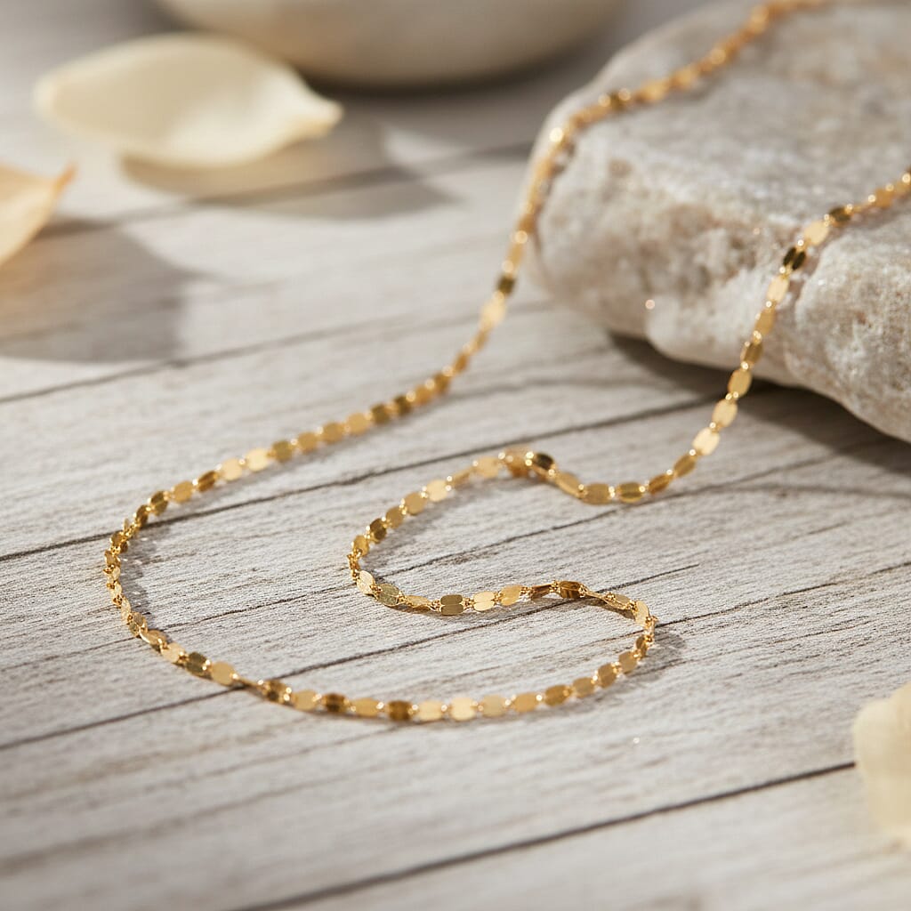Maestro Collection- 9K Yellow Gold Necklace (Size - 24 Adjustable) with Spring Ring Clasp.