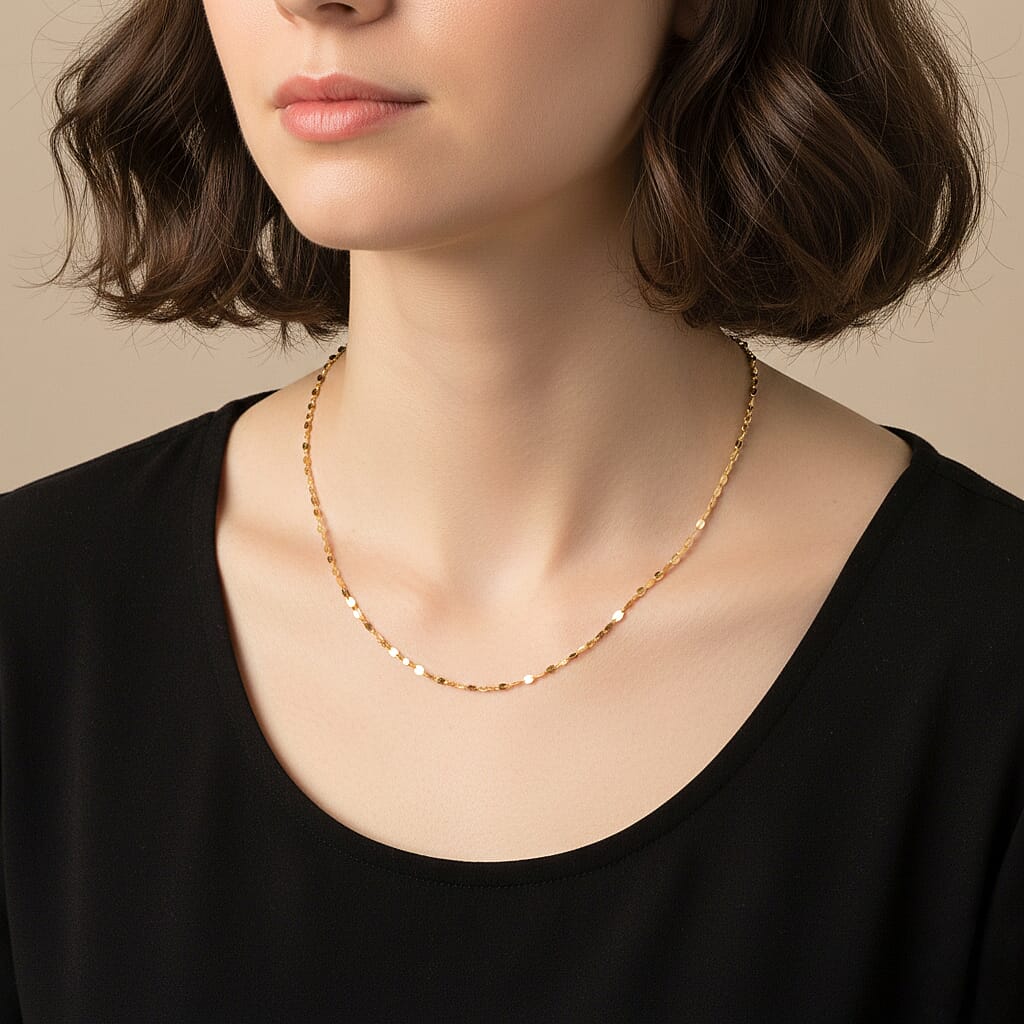 Maestro Collection- 9K Yellow Gold Necklace (Size - 24 Adjustable) with Spring Ring Clasp.