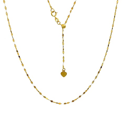 9K Yellow Gold Necklace (Size - 24 Adjustable) with Spring Ring Clasp