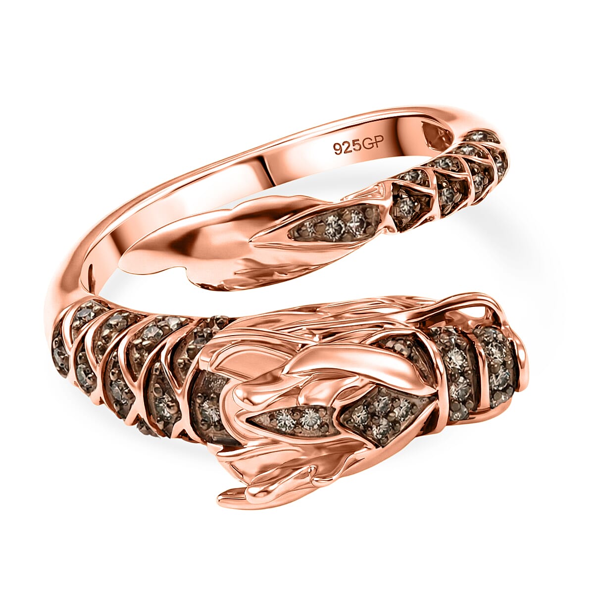 GP Kanchanaburi Blue Sapphire Black Diamond and Green Diamond Snake Ring