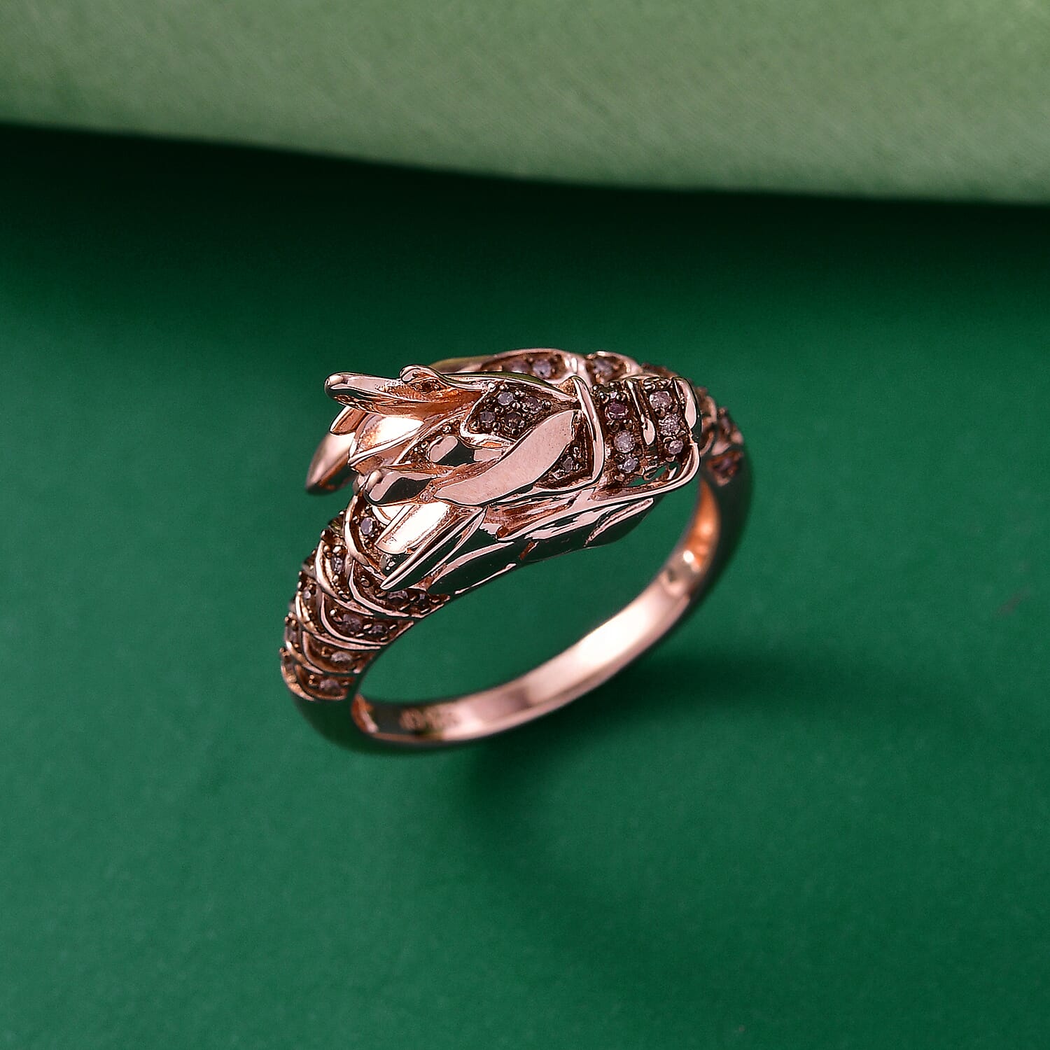 GP Kanchanaburi Blue Sapphire Black Diamond and Green Diamond Snake Ring