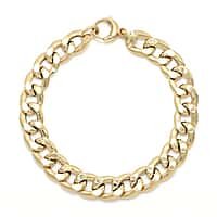 9K Yellow Gold 9.5MM Curb Bracelet with Lobster Clasp 7.5 Inch