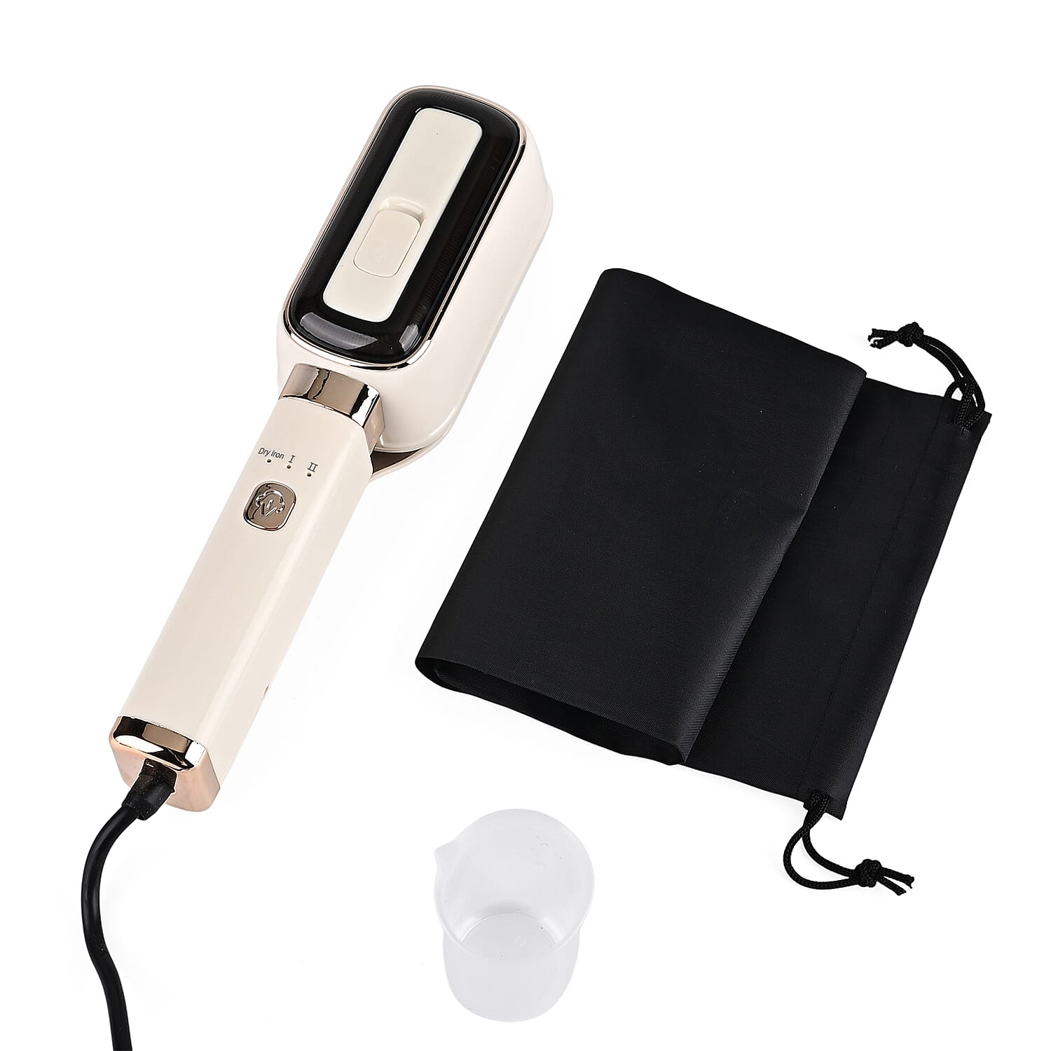 LIVMORE Handheld Garment Steamer (1000W) - 180Degree Rotatable Panel for Vertical & Flat Ironing - 60ML Transparent Water Tank - Beige