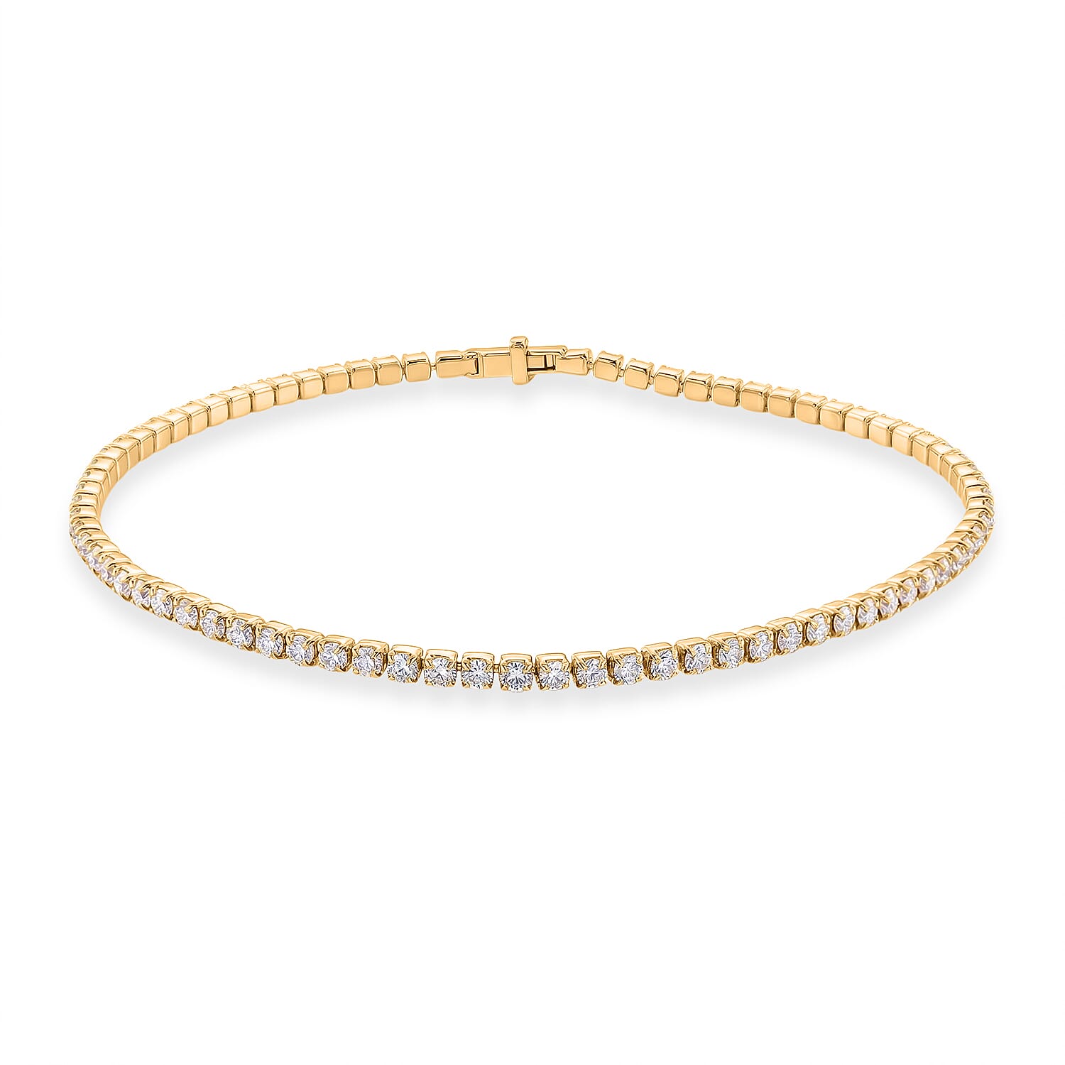 D'Joy Moissanite Tennis Bracelet (Size - 7.5) in Yellow Gold Overlay Sterling Silver.