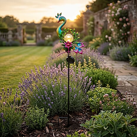 Decorative Solar-Powered Peacock Landscape Ground Stake Lamp ( 20x6x83cm) - Green