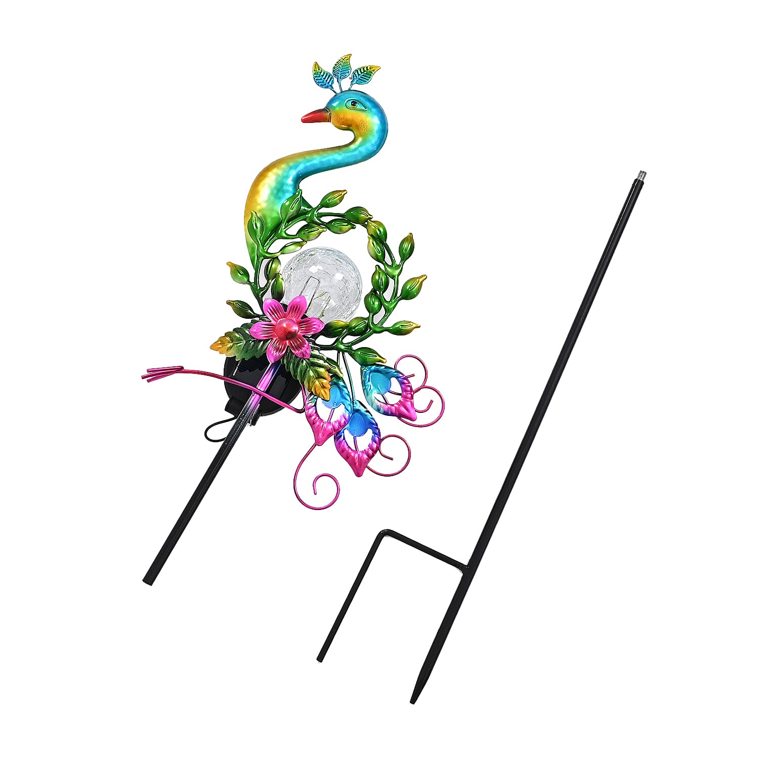 Decorative Solar-Powered Peacock Landscape Ground Stake Lamp ( 20x6x83cm) - Green