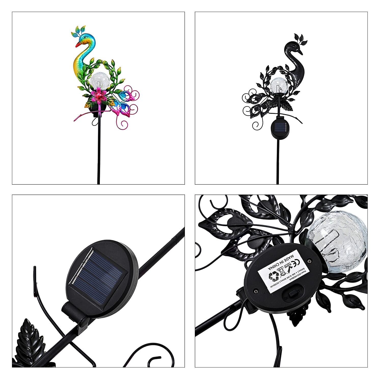 Decorative Solar-Powered Peacock Landscape Ground Stake Lamp ( 20x6x83cm) - Green
