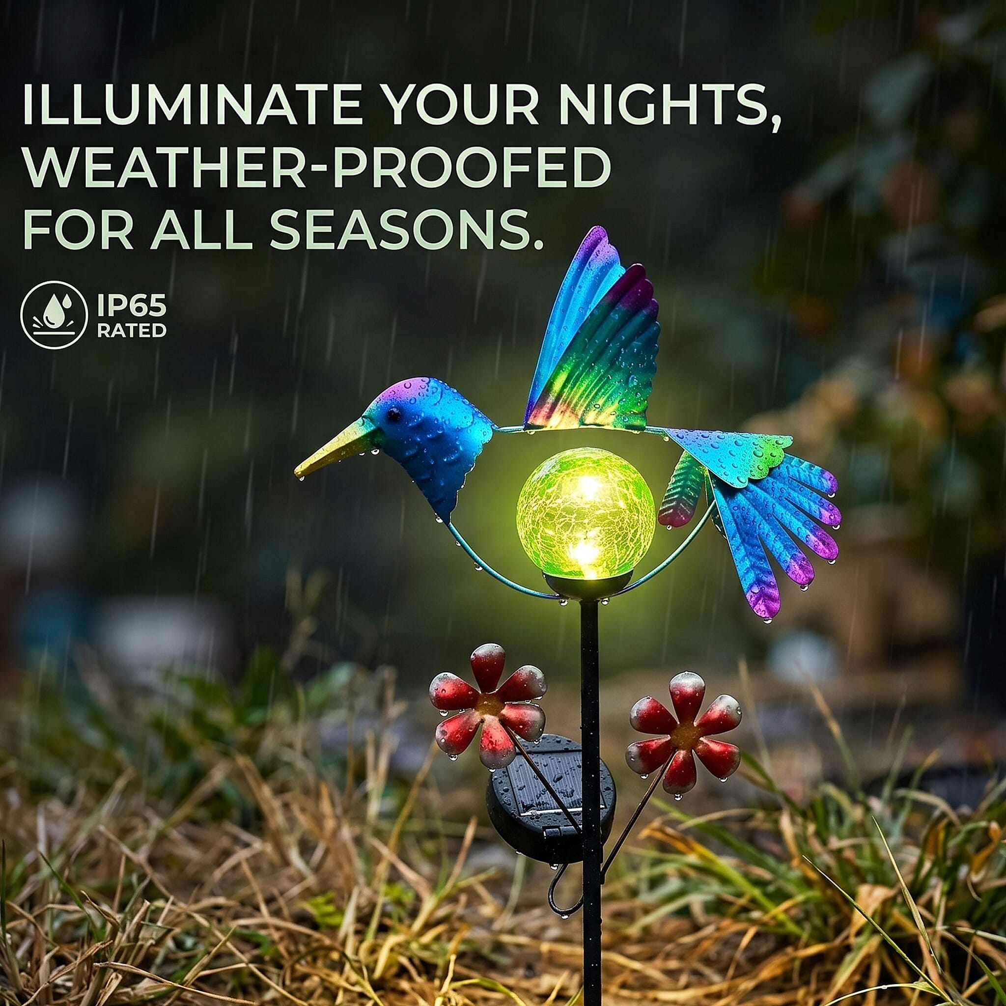 Decorative Solar-Powered Bird Landscape Ground Stake Lamp ( 24x11x78cm) - Blue