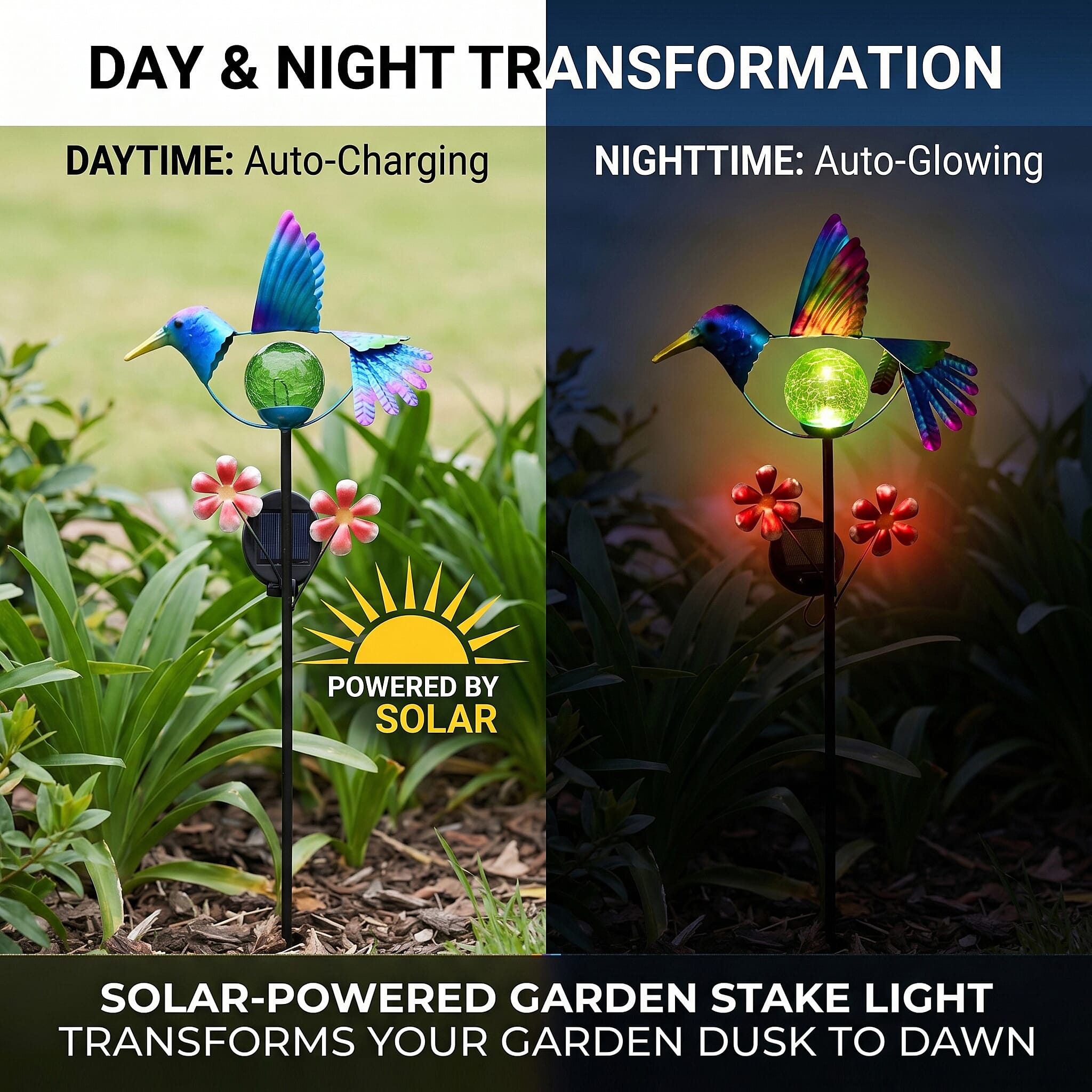 Decorative Solar-Powered Bird Landscape Ground Stake Lamp ( 24x11x78cm) - Blue