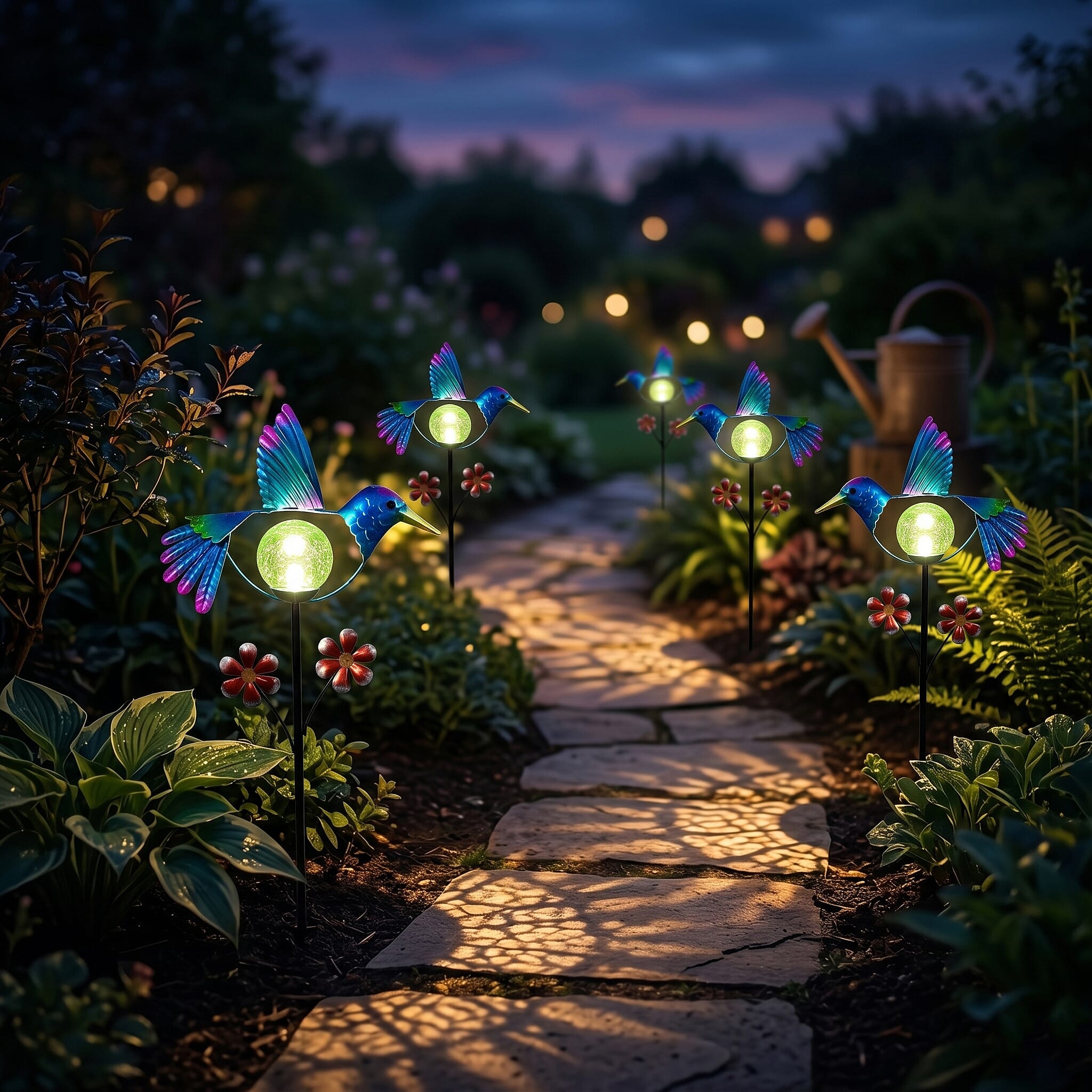 Decorative Solar-Powered Bird Landscape Ground Stake Lamp ( 24x11x78cm) - Blue