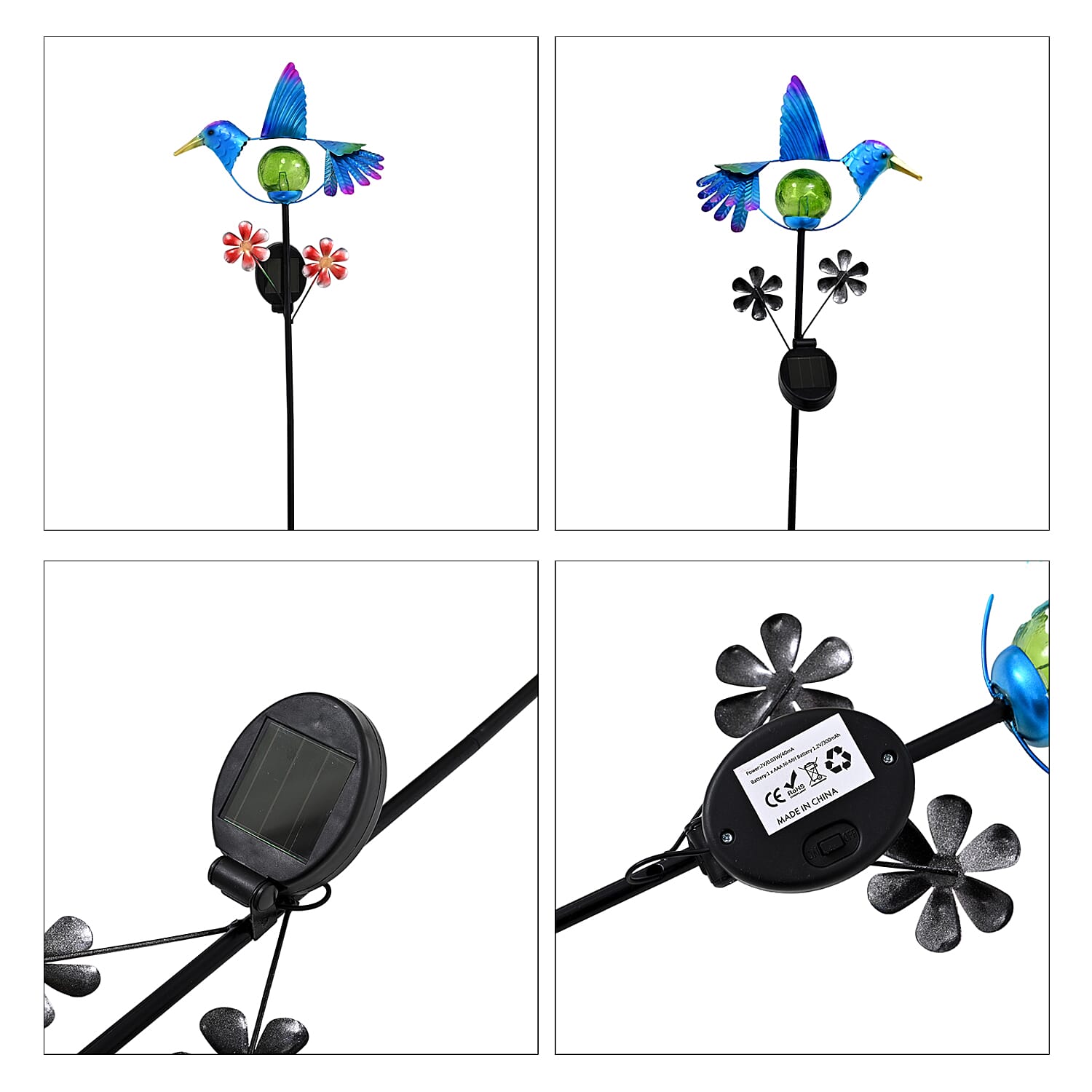 Decorative Solar-Powered Bird Landscape Ground Stake Lamp ( 24x11x78cm) - Blue