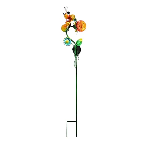 Decorative Solar-Powered Landscape Ground Stake Lamp - Artistic Whimsical Yellow Animal with Botanical Leaves & Flowers - Yellow