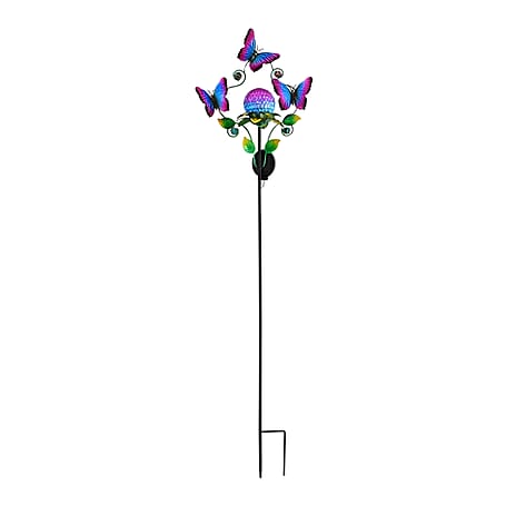 Decorative Solar-Powered Landscape Ground Stake Lamp with - Artistic Whimsical Butterflyes - Purple