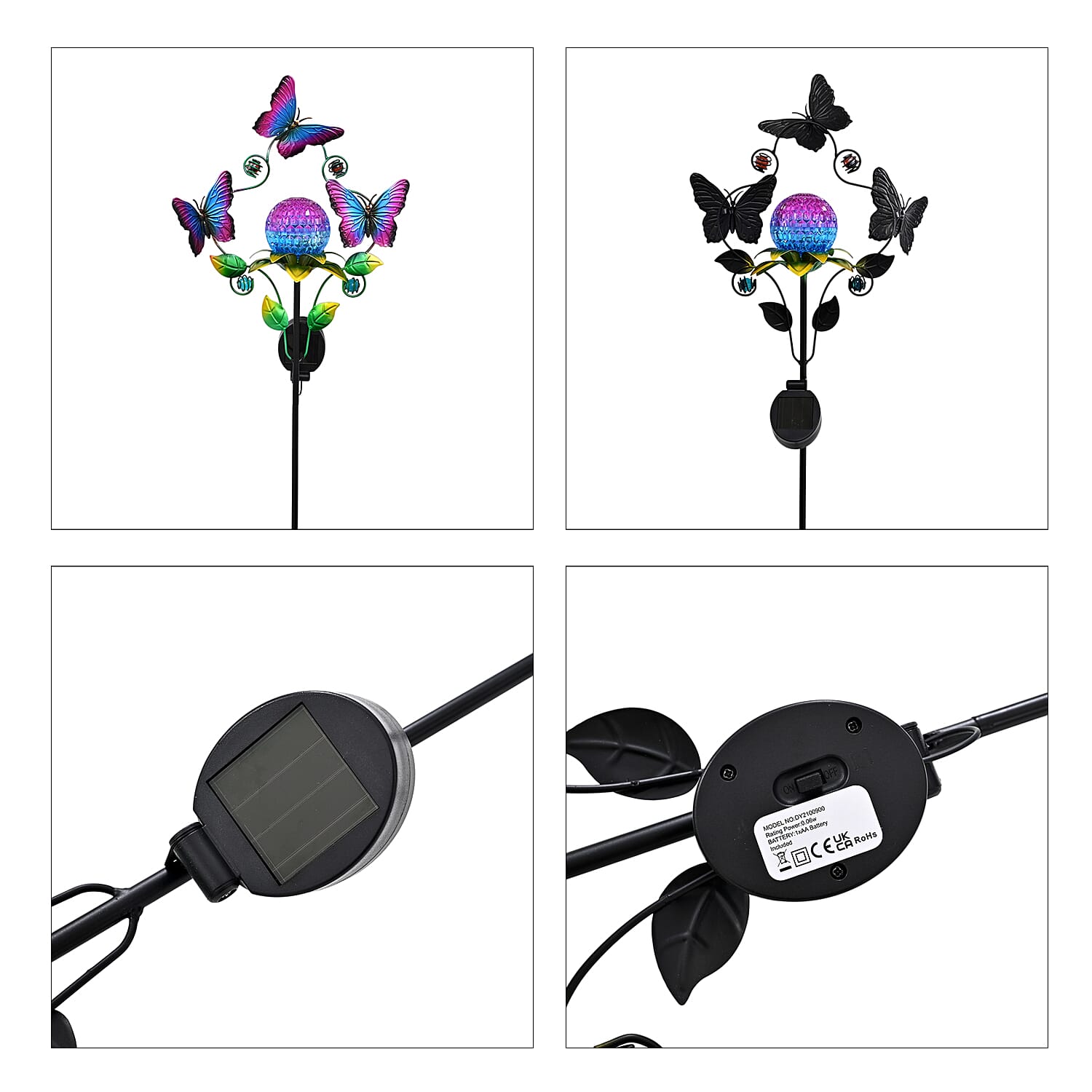 Decorative Solar-Powered Landscape Ground Stake Lamp with - Artistic Whimsical Butterflyes - Purple