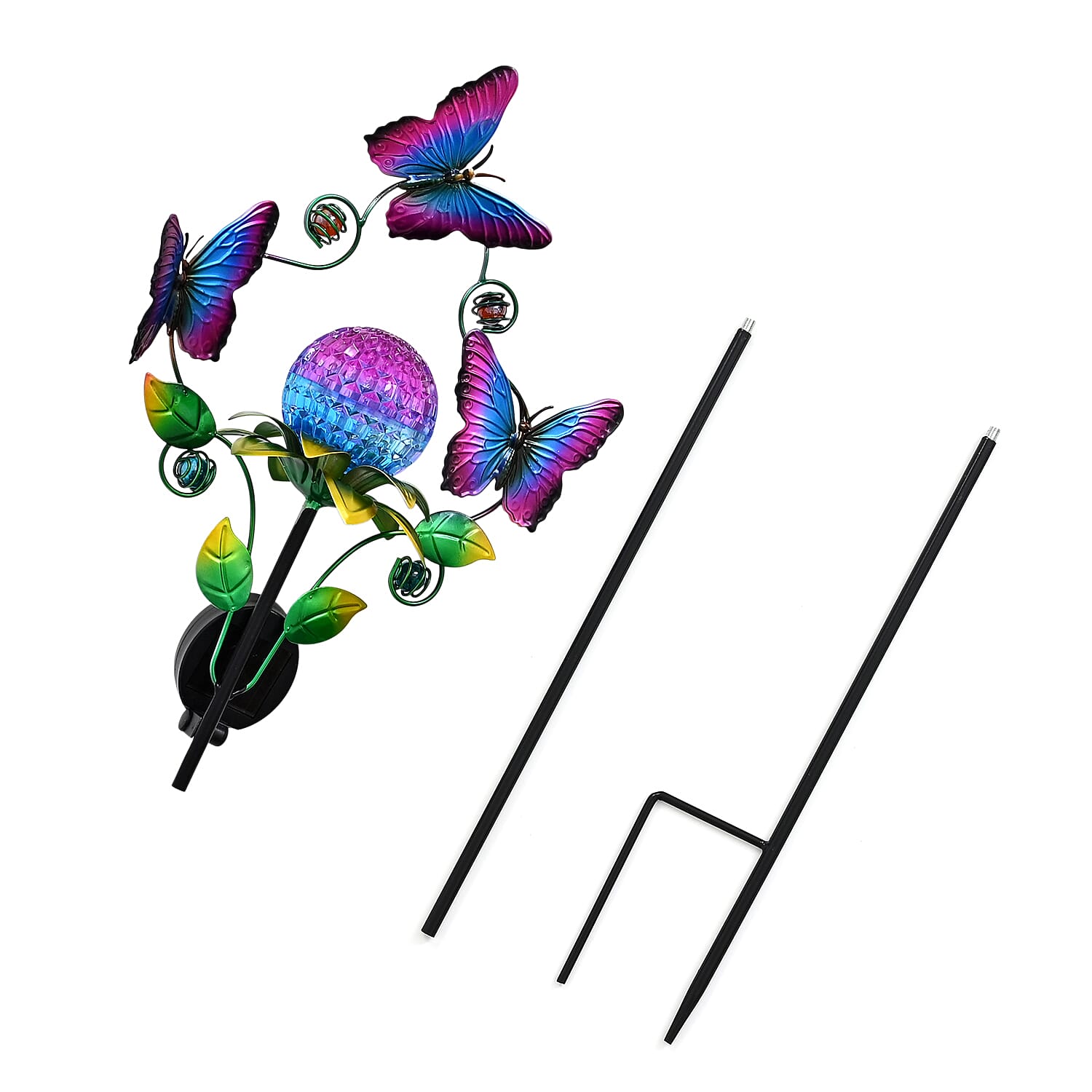 Decorative Solar-Powered Landscape Ground Stake Lamp with - Artistic Whimsical Butterflyes - Purple