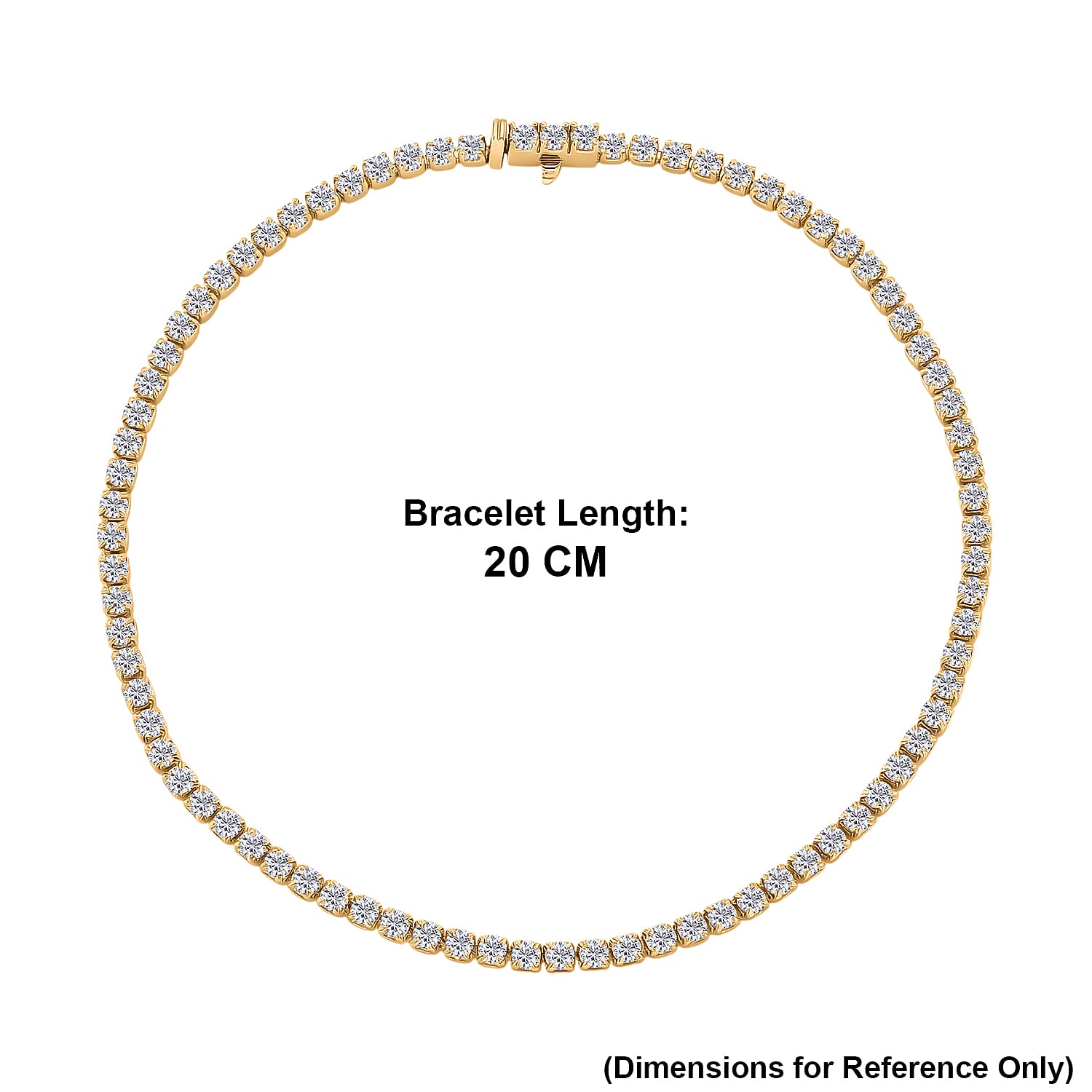D'Joy Moissanite Tennis Bracelet (Size - 8) in Yellow Gold Overlay Sterling Silver.