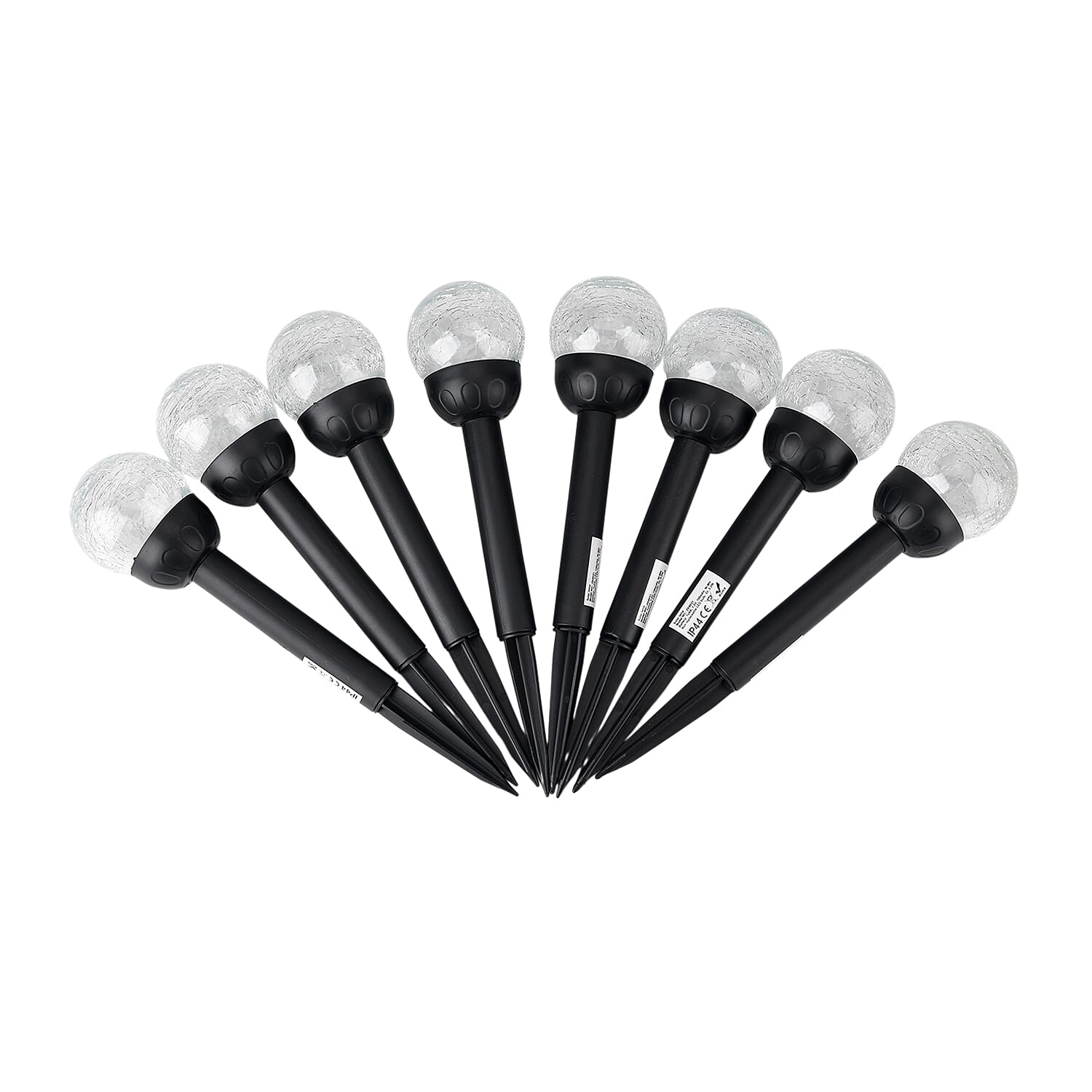 8-Piece Coordinated Outdoor Solar-Powered Plug-In Pathway Ground Stake Lamps (33x33mm) - Black