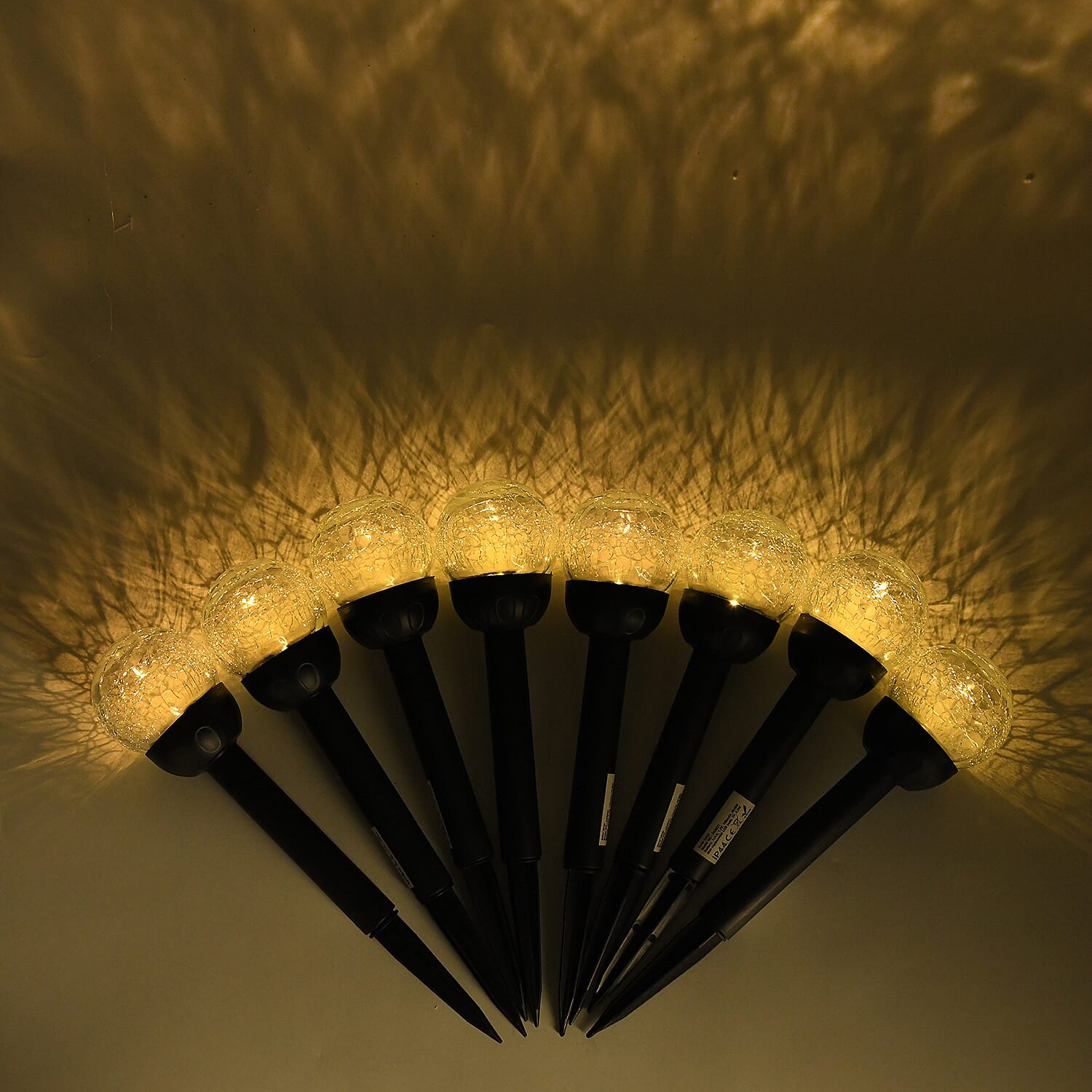 8-Piece Coordinated Outdoor Solar-Powered Plug-In Pathway Ground Stake Lamps (33x33mm) - Black