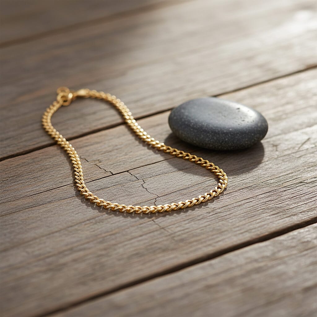 9K Yellow Gold Flat Curb Chain (Size - 16) with Lobster Clasp, Gold Wt. 7.9 Gms.