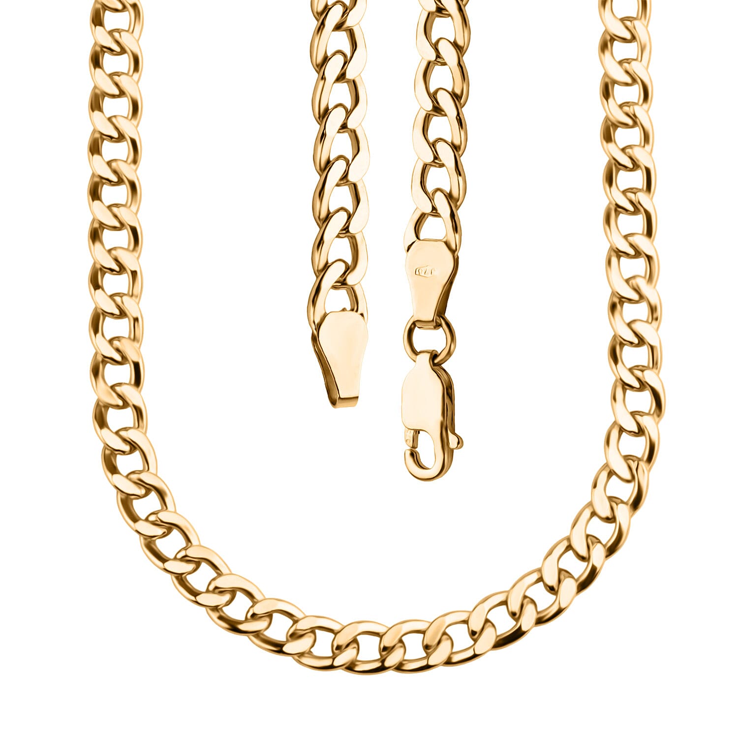 9K Yellow Gold Flat Curb Chain (Size - 16) with Lobster Clasp, Gold Wt. 7.9 Gms.