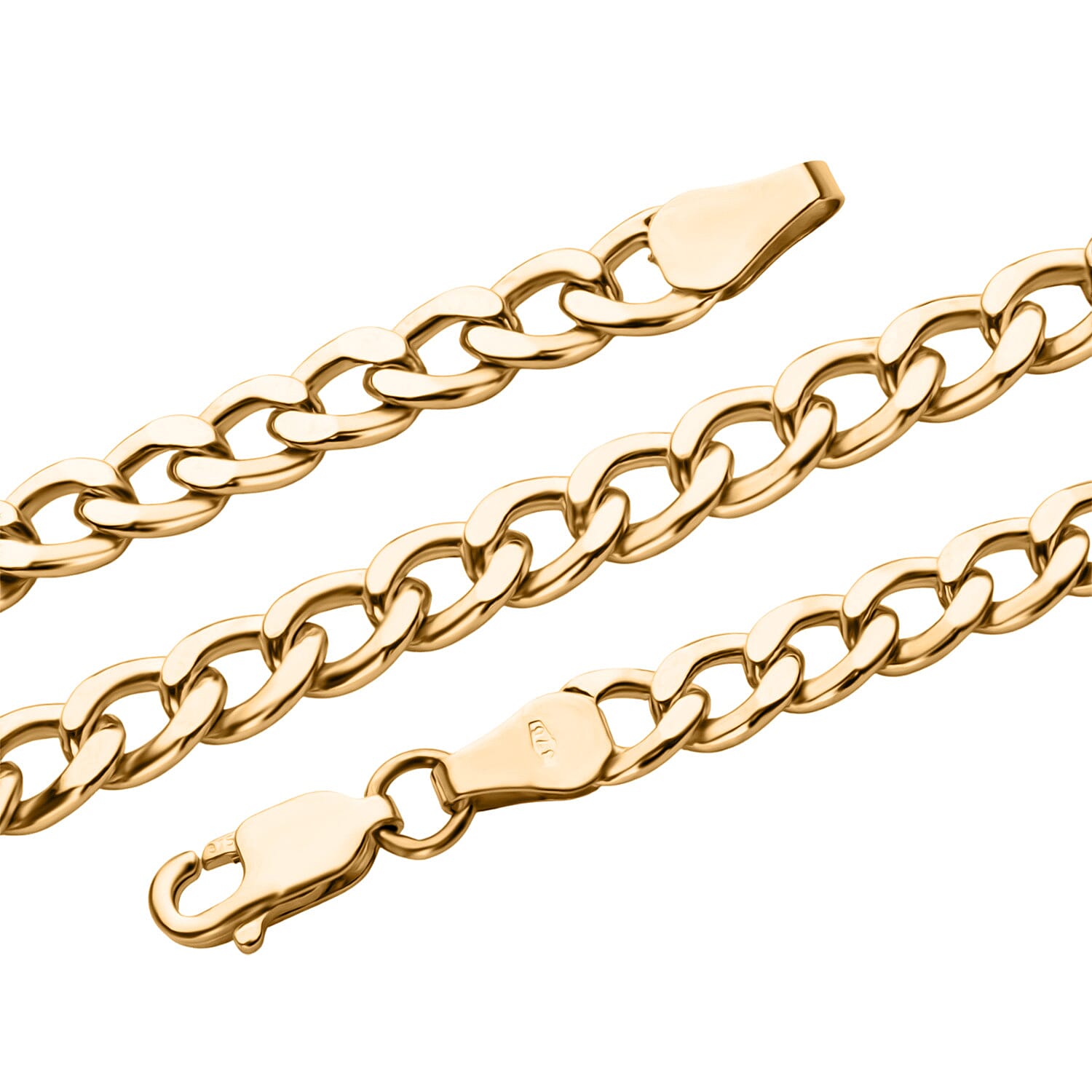 9K Yellow Gold Flat Curb Chain (Size - 16) with Lobster Clasp, Gold Wt. 7.9 Gms.