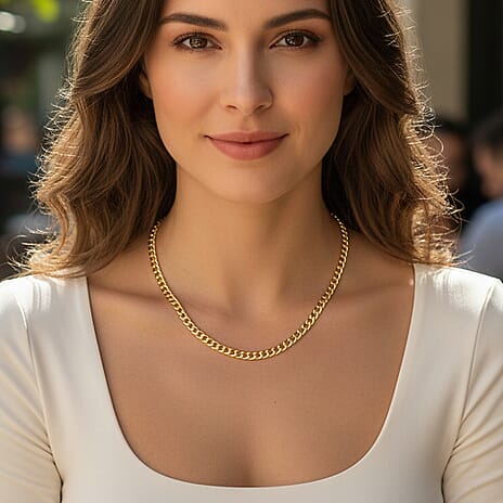 9K Yellow Gold Flat Curb Chain (Size - 18) with Lobster Clasp, Gold Wt. 8.83 Gms.