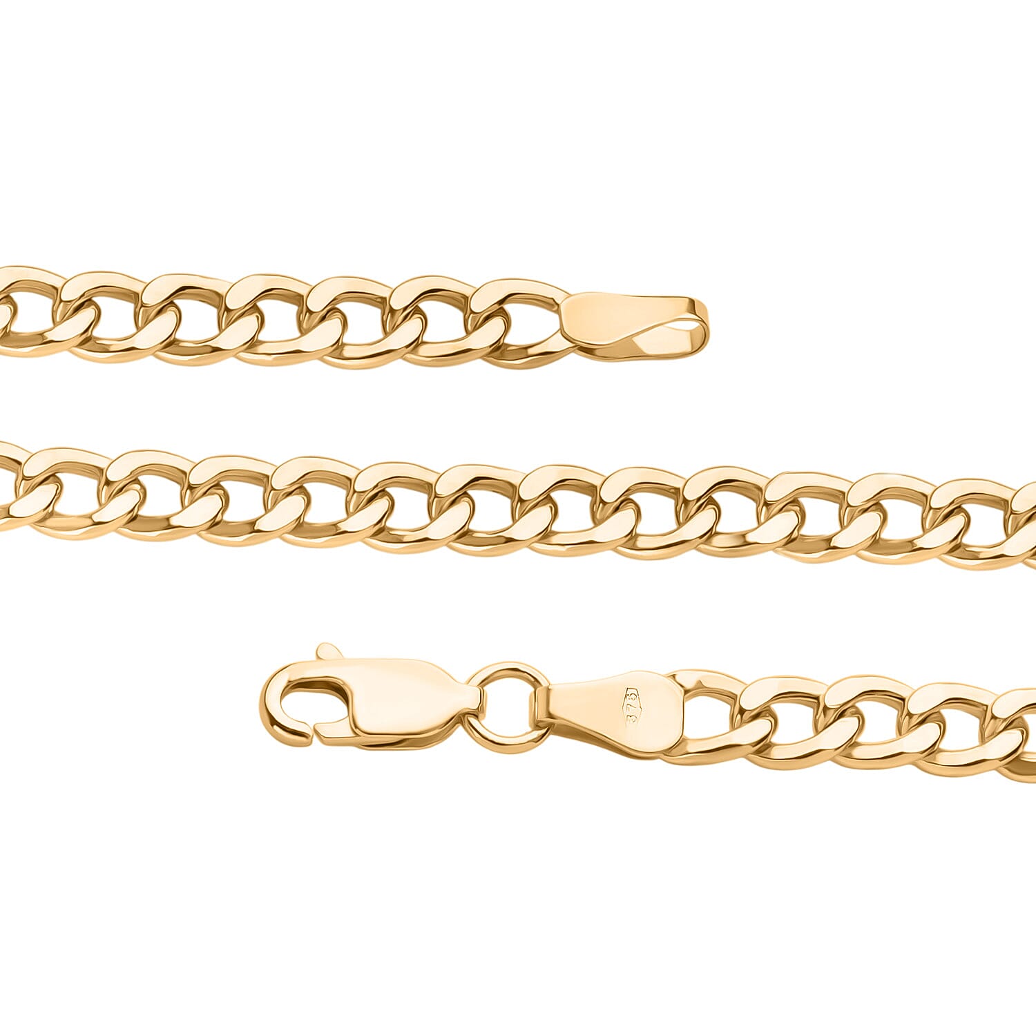 9K Yellow Gold Flat Curb Chain (Size - 18) with Lobster Clasp, Gold Wt. 8.83 Gms.