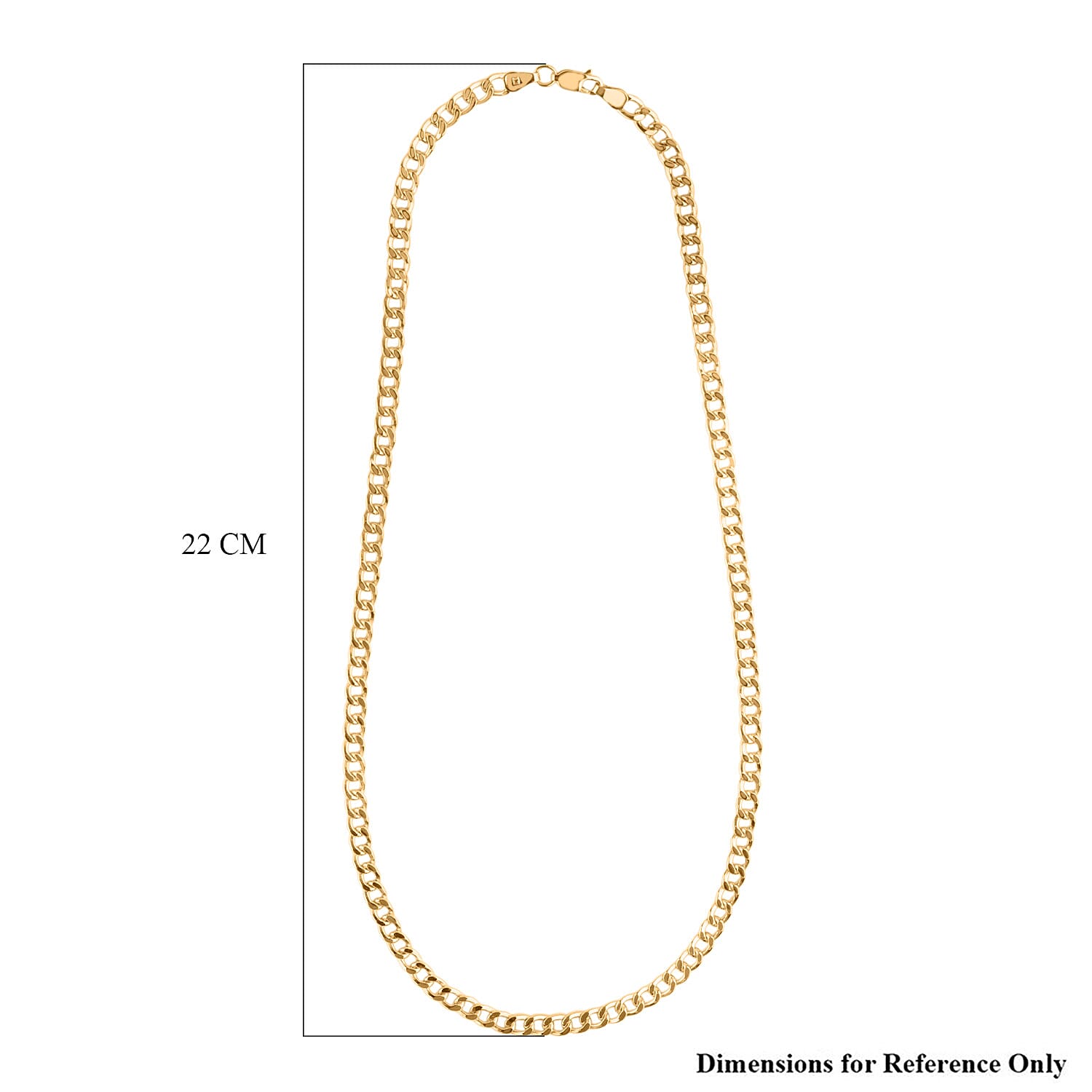 9K Yellow Gold Flat Curb Chain (Size - 18) with Lobster Clasp, Gold Wt. 8.83 Gms.