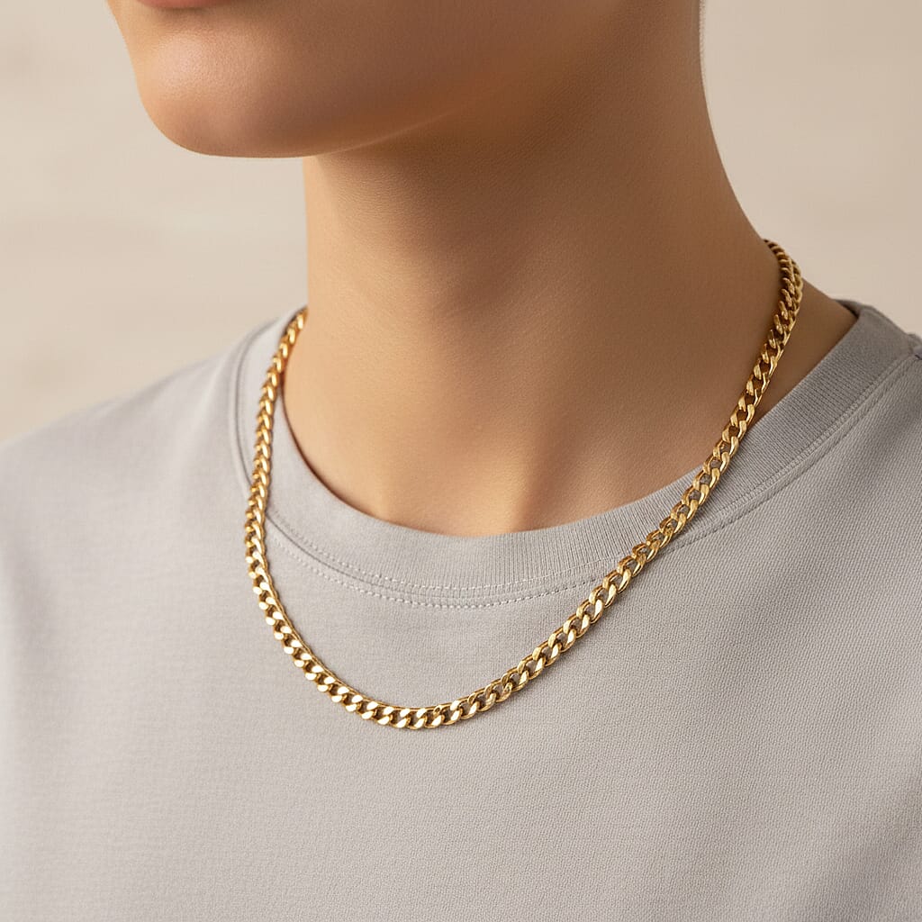 9K Yellow Gold Flat Curb Necklace (Size - 22) with Lobster Clasp, Gold Wt. 10.6 Gms.