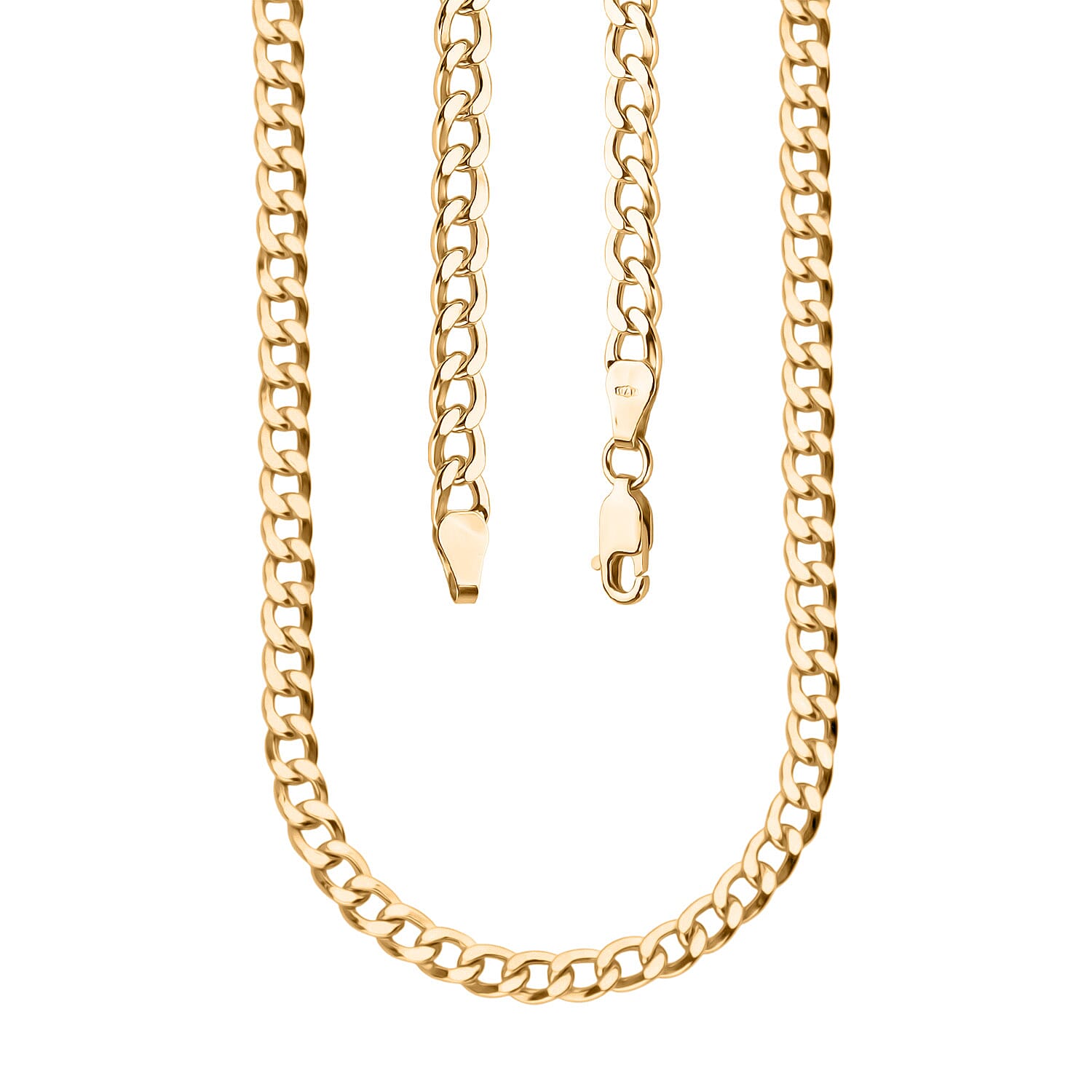 9K Yellow Gold Flat Curb Necklace (Size - 22) with Lobster Clasp, Gold Wt. 10.6 Gms.