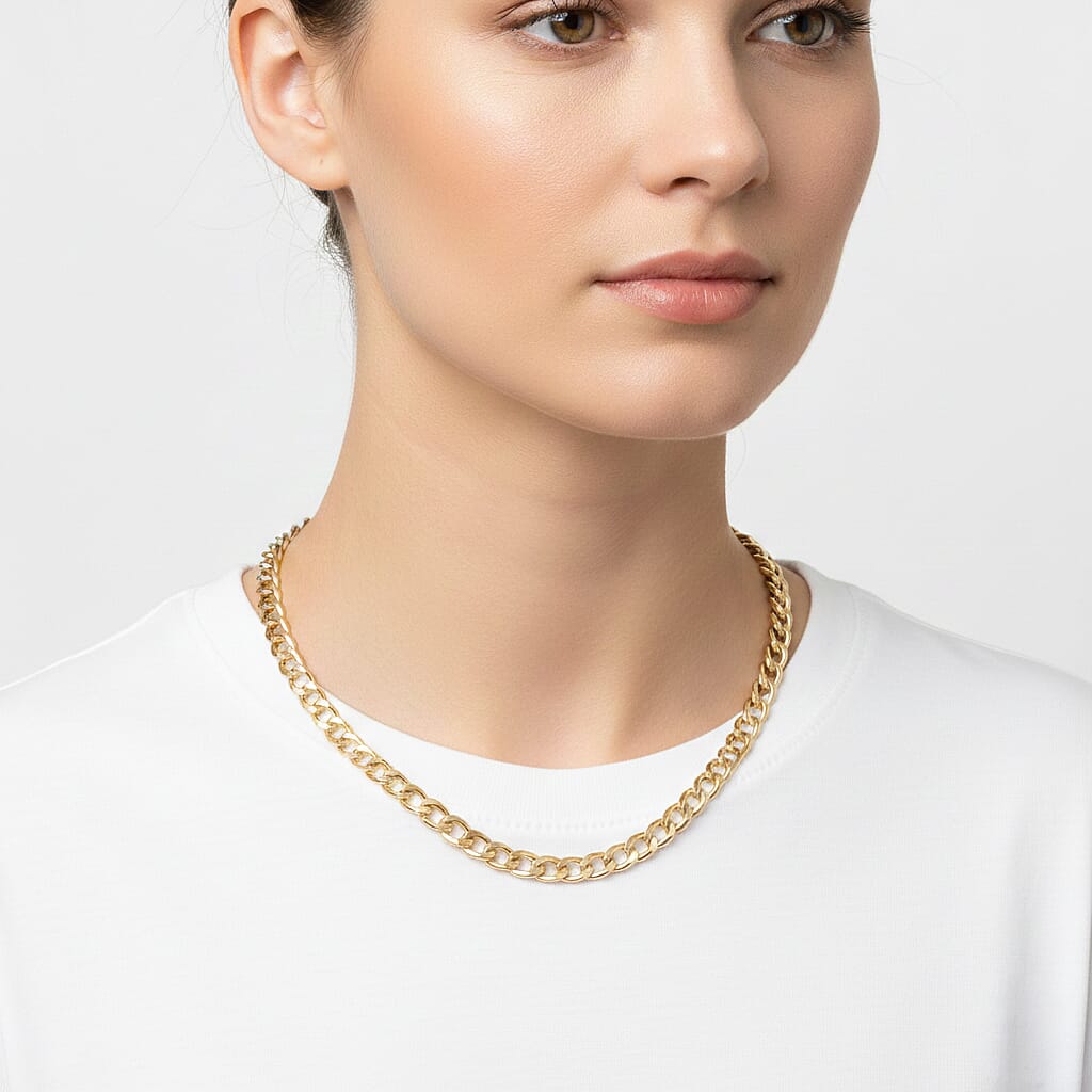 9K Yellow Gold Flat Curb Chain (Size - 24) with Lobster Clasp, Gold Wt. 11.85 Gms.