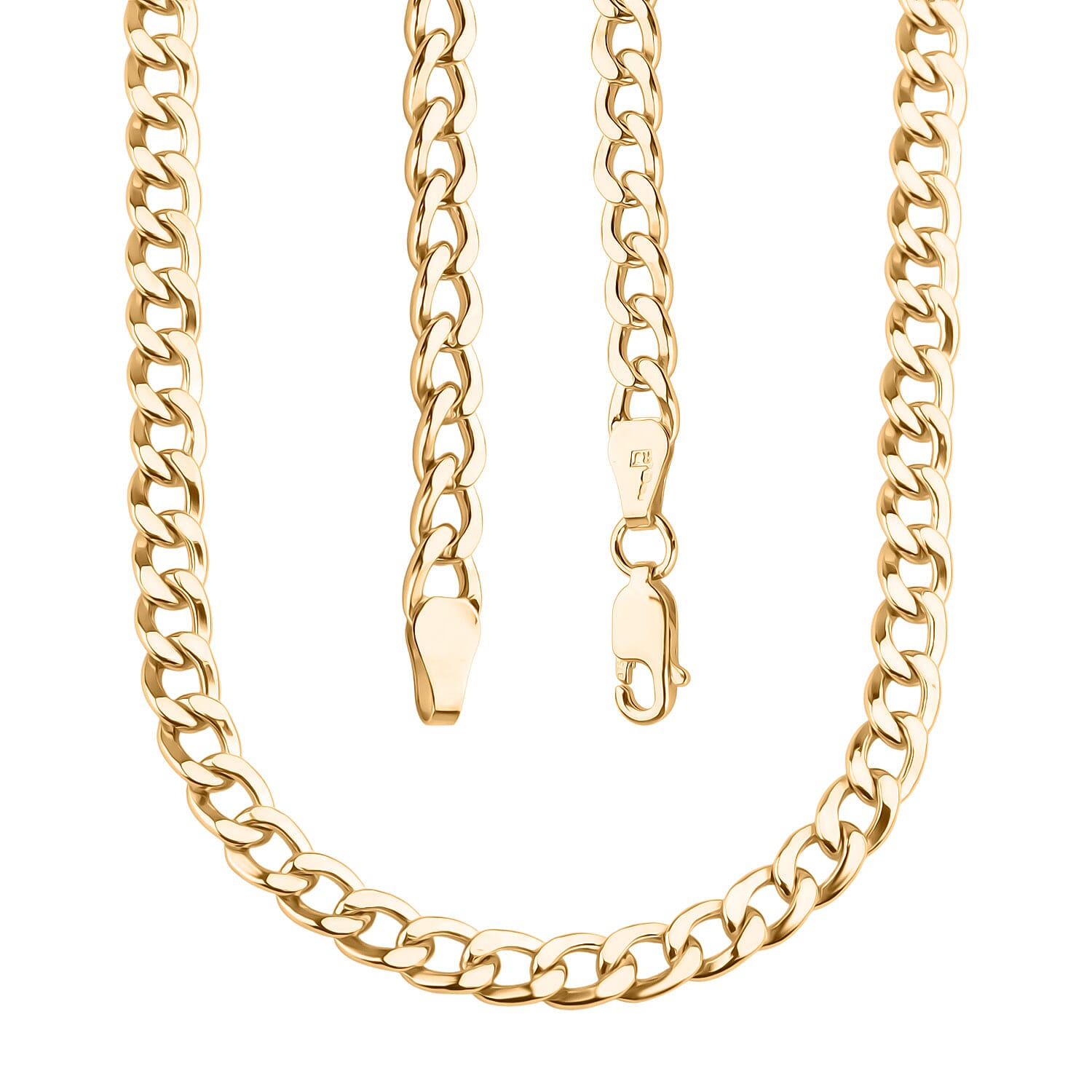9K Yellow Gold Flat Curb Chain (Size - 24) with Lobster Clasp, Gold Wt. 11.85 Gms.