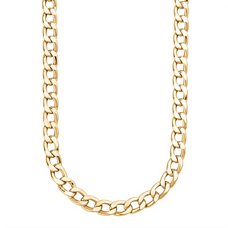 9K Yellow Gold Flat Curb Chain (size - 24) with Lobster Clasp, Gold Wt. 13.8 Gms.